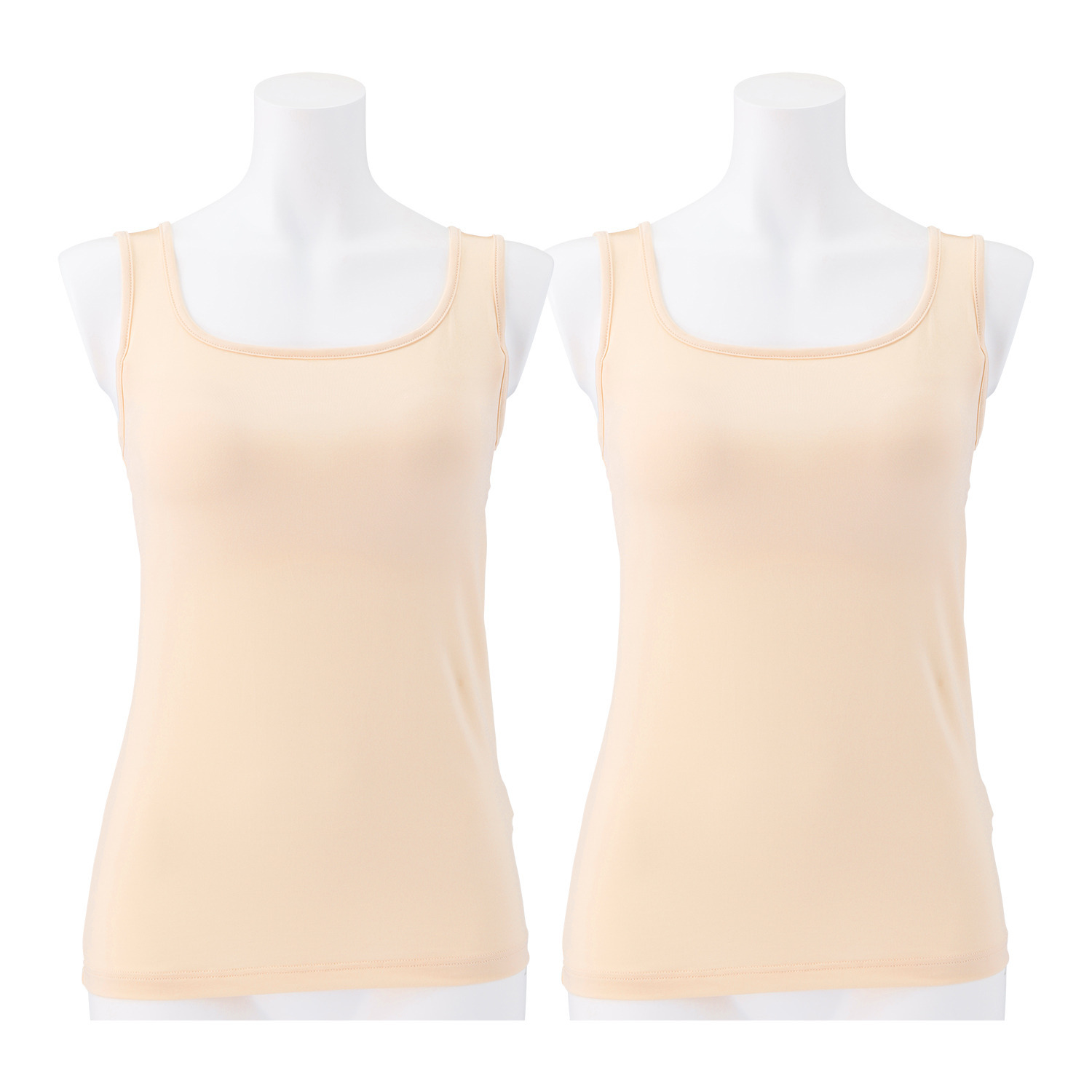 きれいになろう！ ひんやり涼しい！ プンギインギョン 接触冷感・抗菌防臭 カップ付きタンクトップ 同色２枚セット