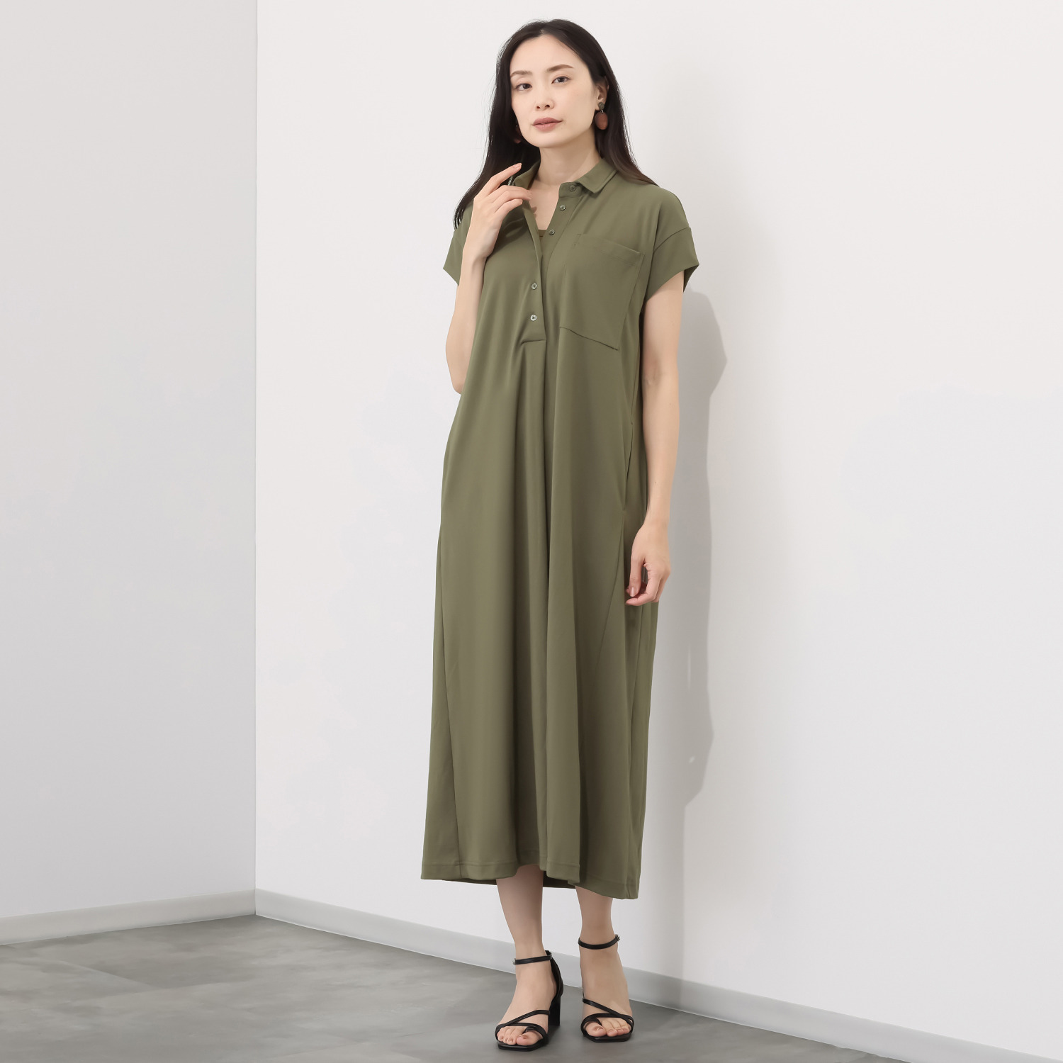 オルテンジア きれいめ鹿の子ジャージー 軽やかに涼やかに トラッドカジュアルを装う デザインワンピース