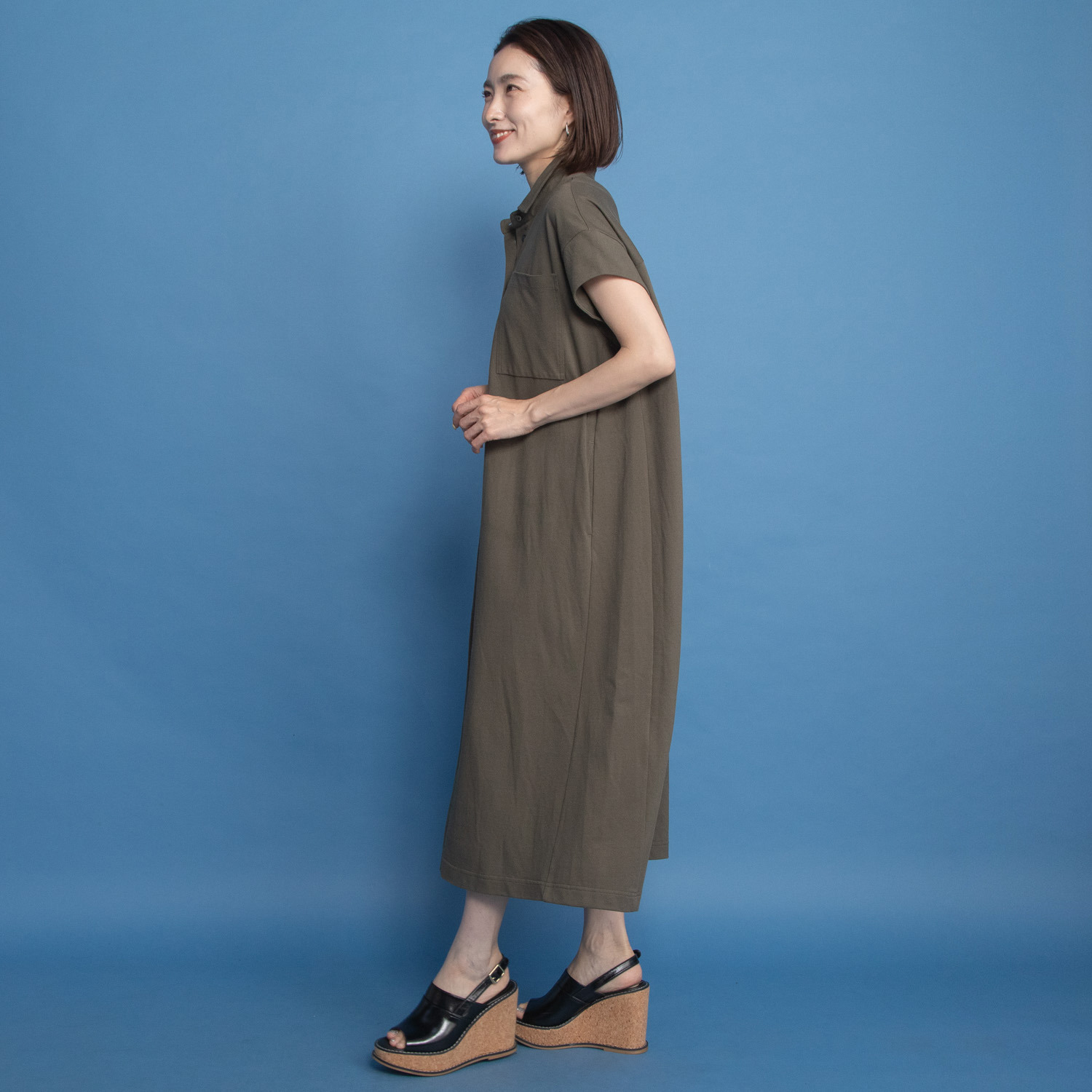 オルテンジア きれいめ鹿の子ジャージー 軽やかに涼やかに トラッドカジュアルを装う デザインワンピース