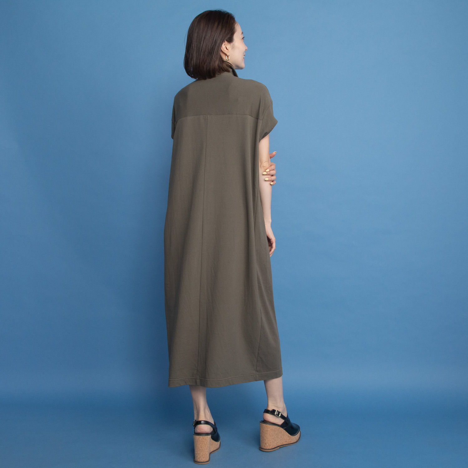 オルテンジア きれいめ鹿の子ジャージー 軽やかに涼やかに トラッドカジュアルを装う デザインワンピース