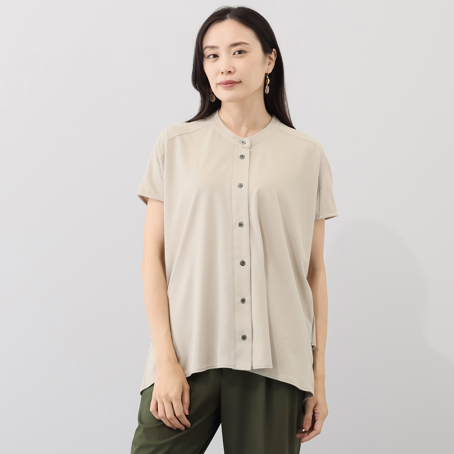 オルテンジア きれいめ鹿の子ジャージー トラッドを涼やかに装う デザインブラウス