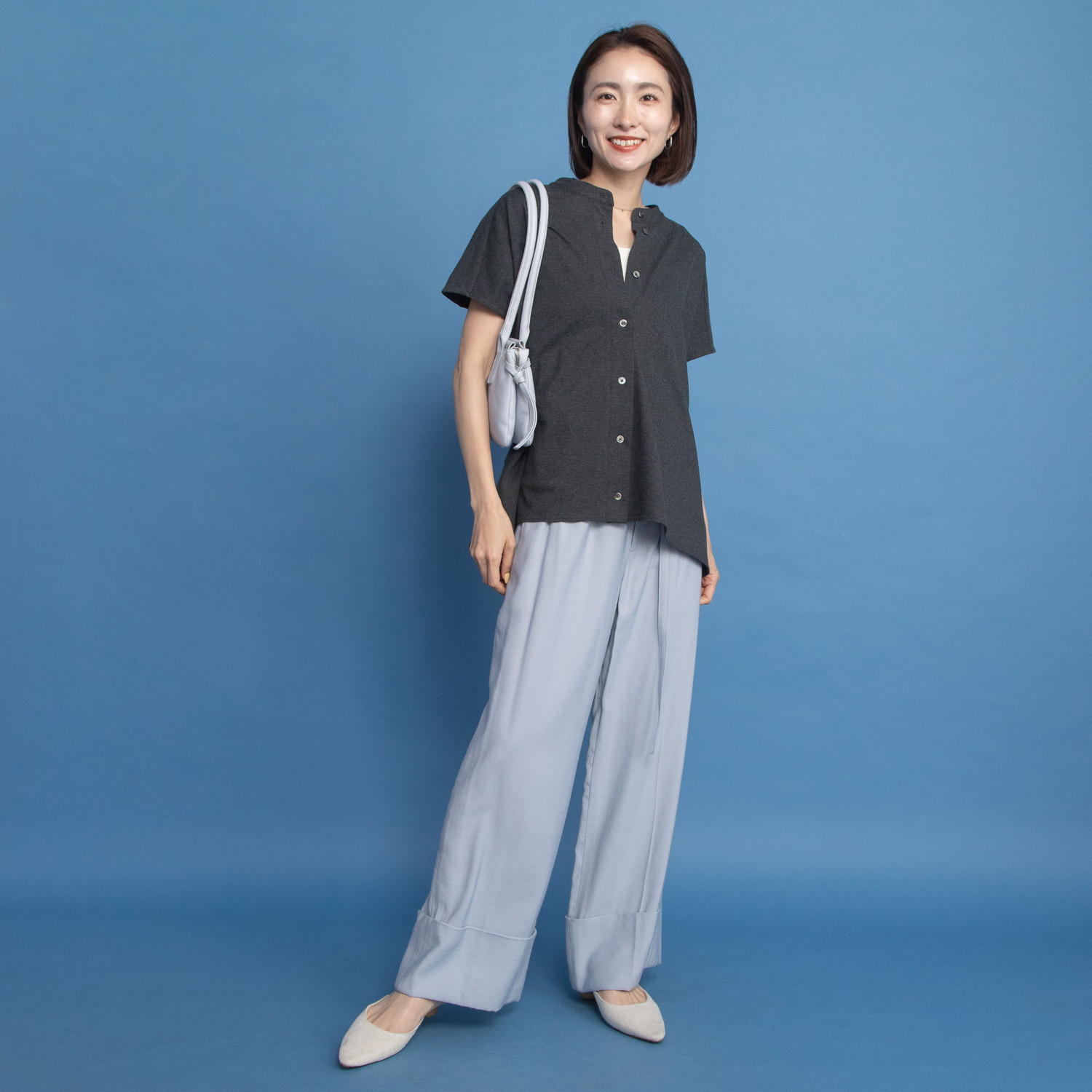 オルテンジア きれいめ鹿の子ジャージー トラッドを涼やかに装う デザインブラウス