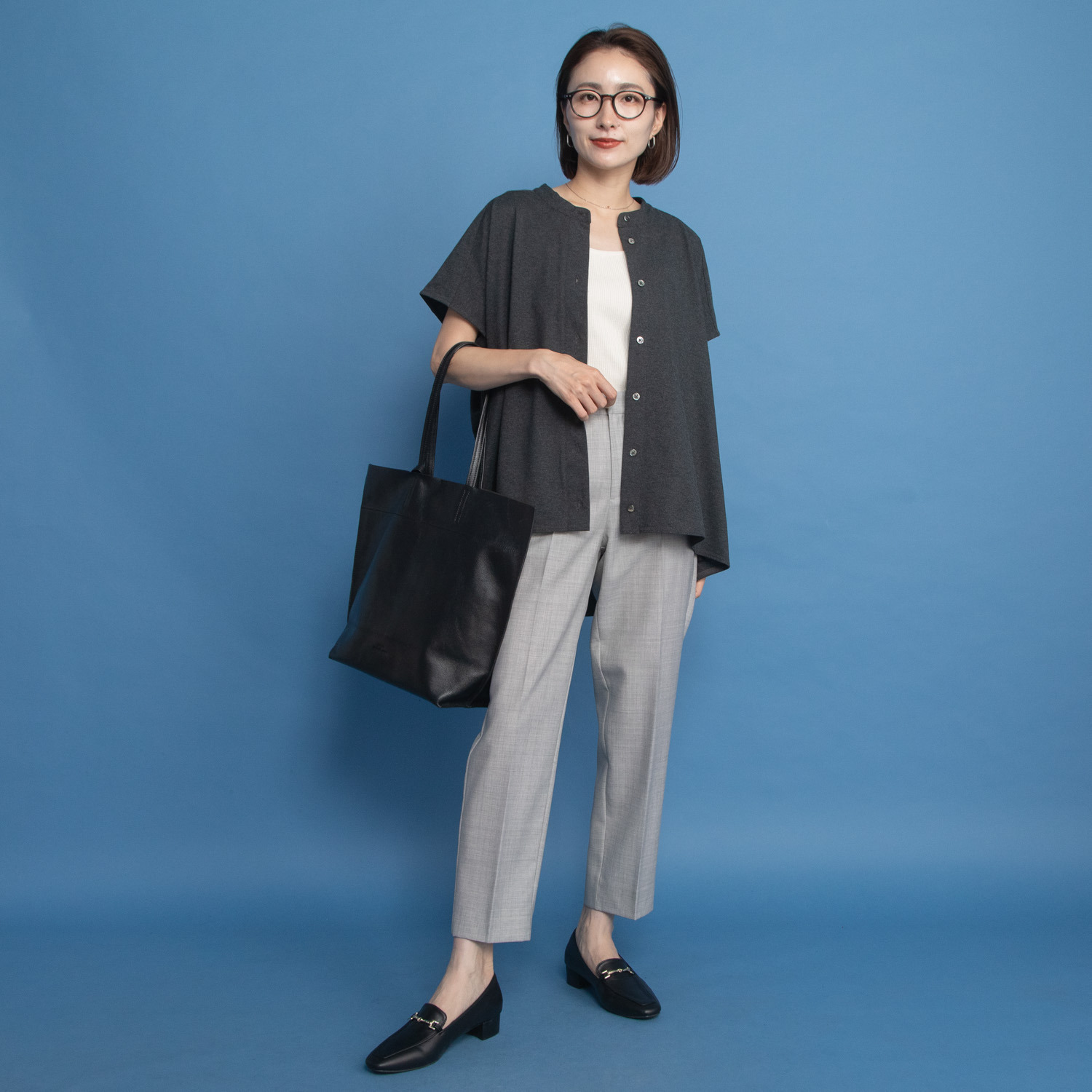 オルテンジア きれいめ鹿の子ジャージー トラッドを涼やかに装う デザインブラウス