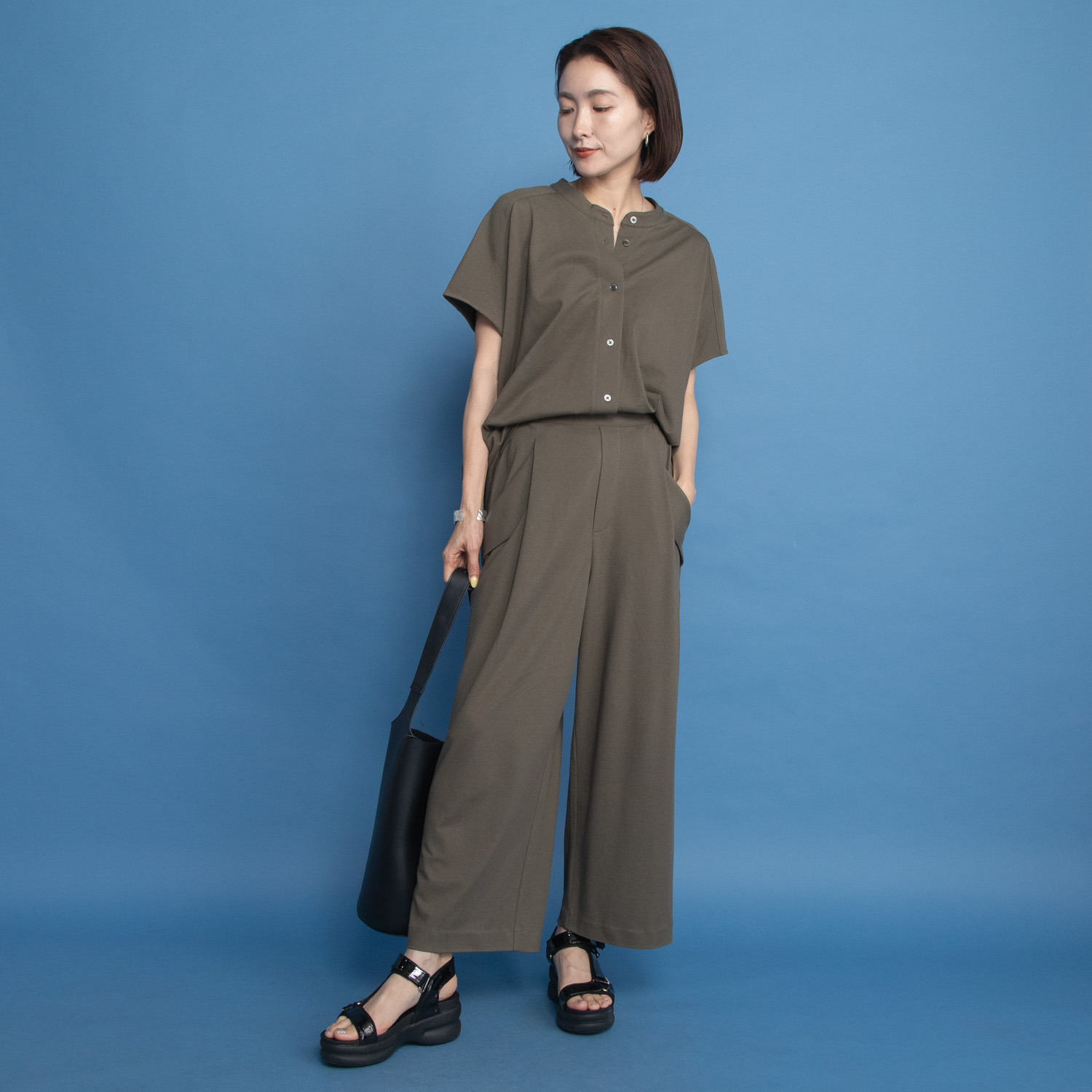 オルテンジア きれいめ鹿の子ジャージー トラッドを涼やかに装う デザインブラウス