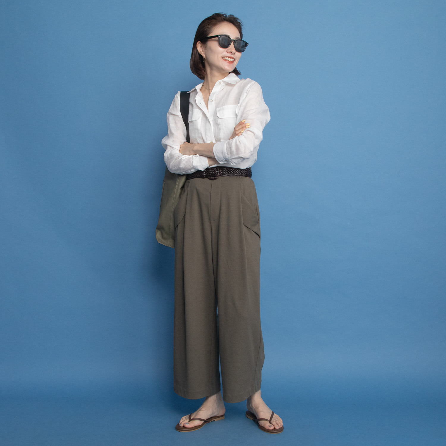 オルテンジア きれいめ鹿の子ジャージー 軽やかに涼やかに マニッシュを装う テーパードパンツ