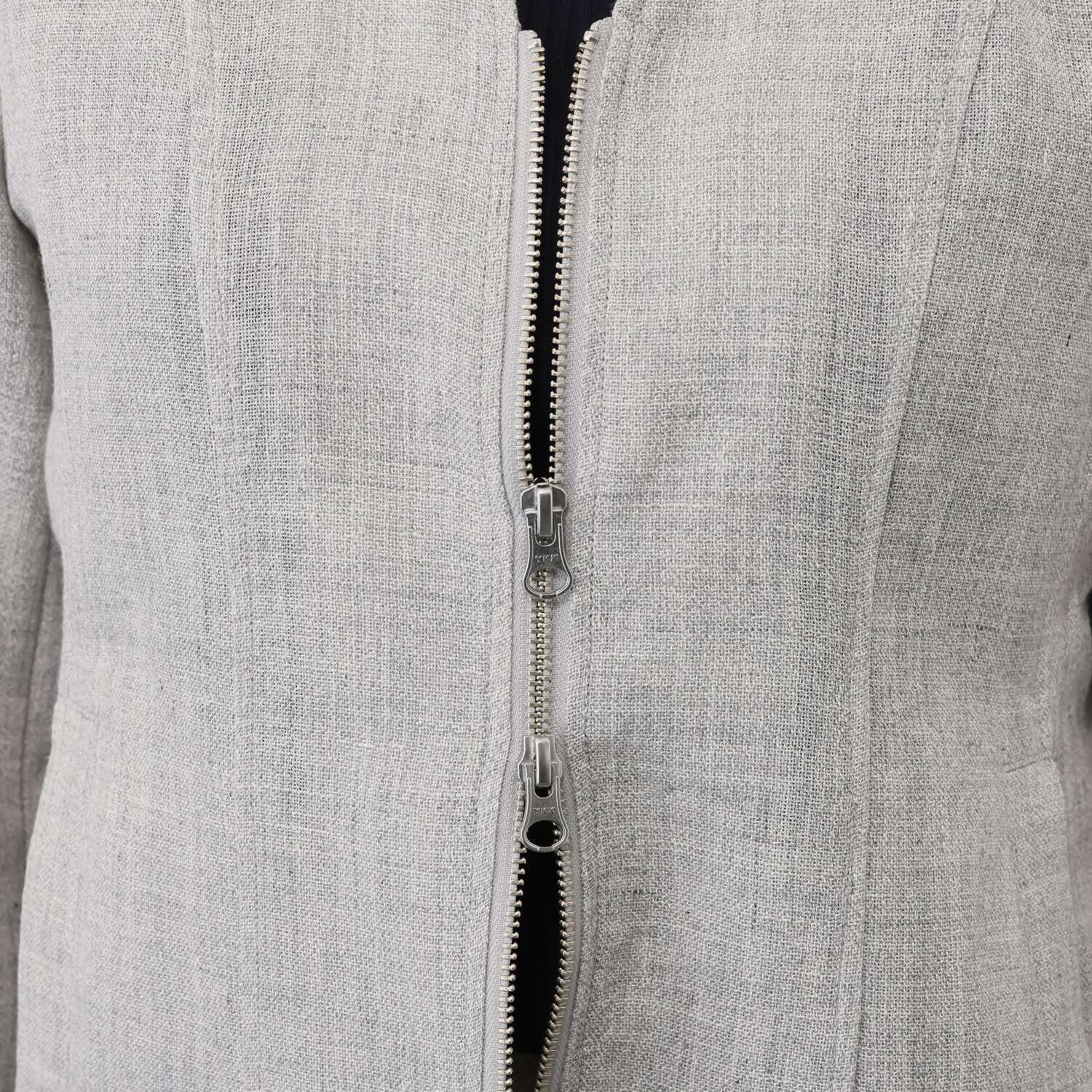 レア　ジェム 天然素材のマリアージュ フレンチリネンとウールで 大人の上質カジュアルを シャープにまとうブルゾン