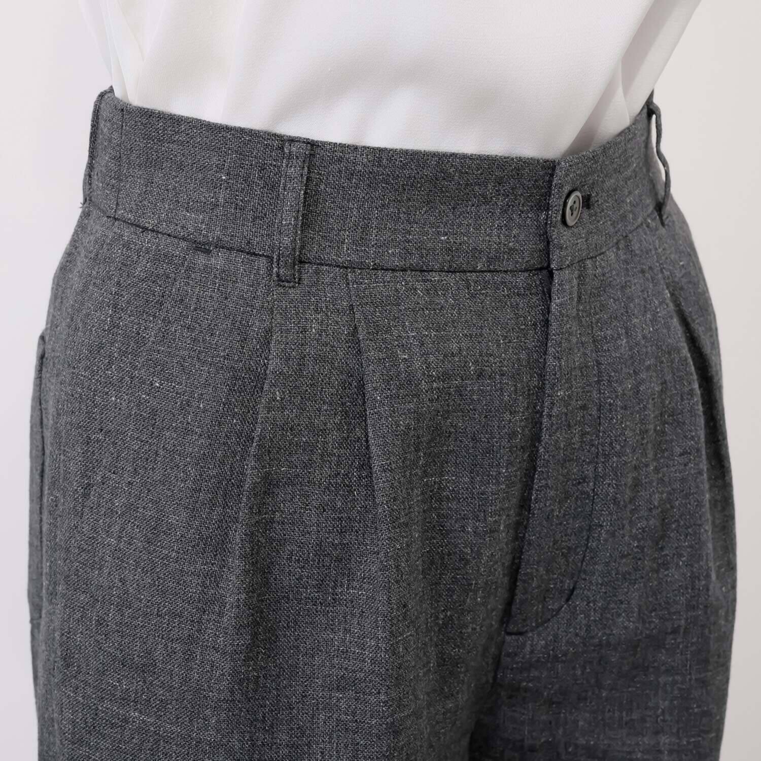 レア　ジェム 天然素材のマリアージュ フレンチリネンとウールで 上質カジュアルを装う ツータックパンツ