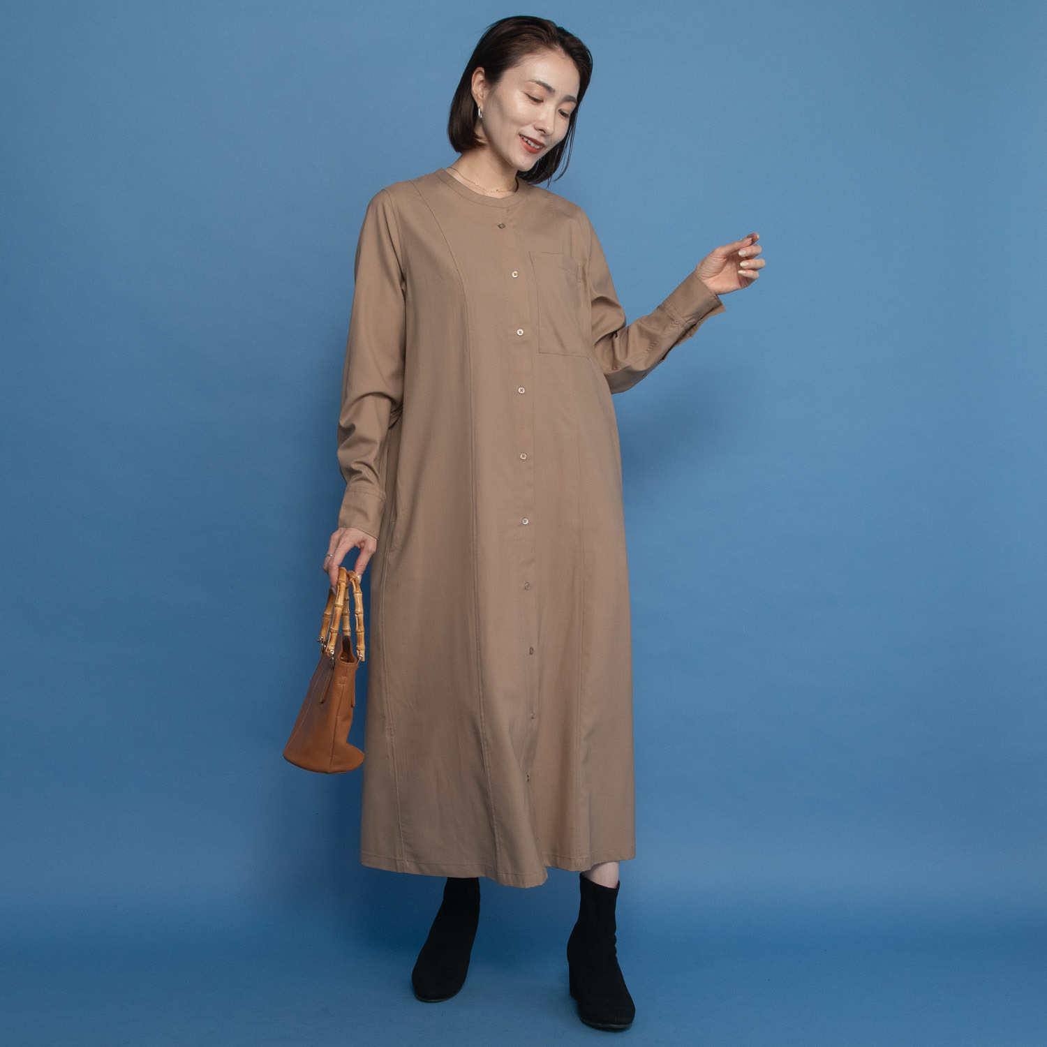 レア　ジェム 究極の細番手 プレミアムウール ロングワンピース