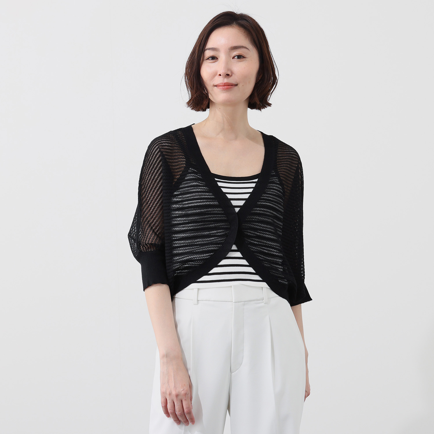 スタイル・ラヴィー 麻混 ニットボレロ