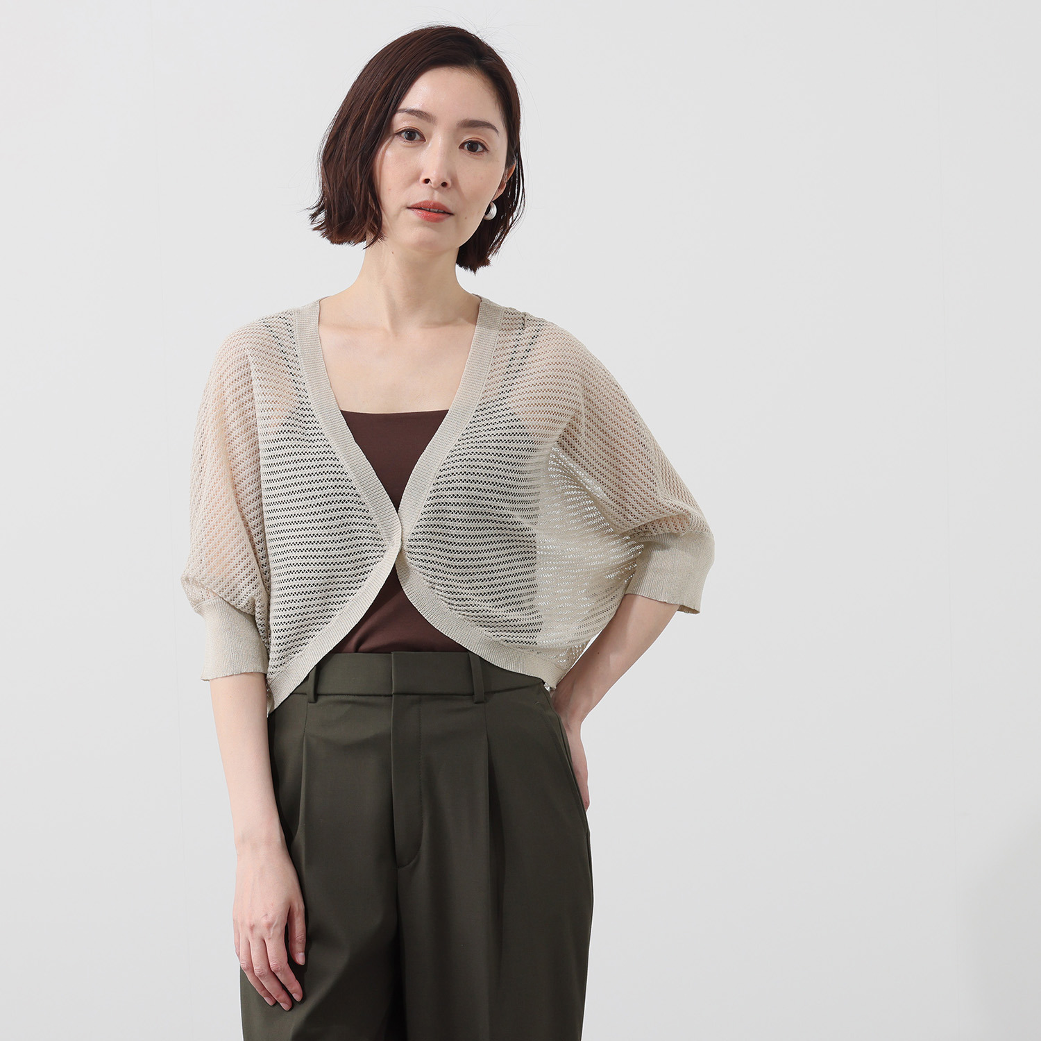 スタイル・ラヴィー 麻混 ニットボレロ