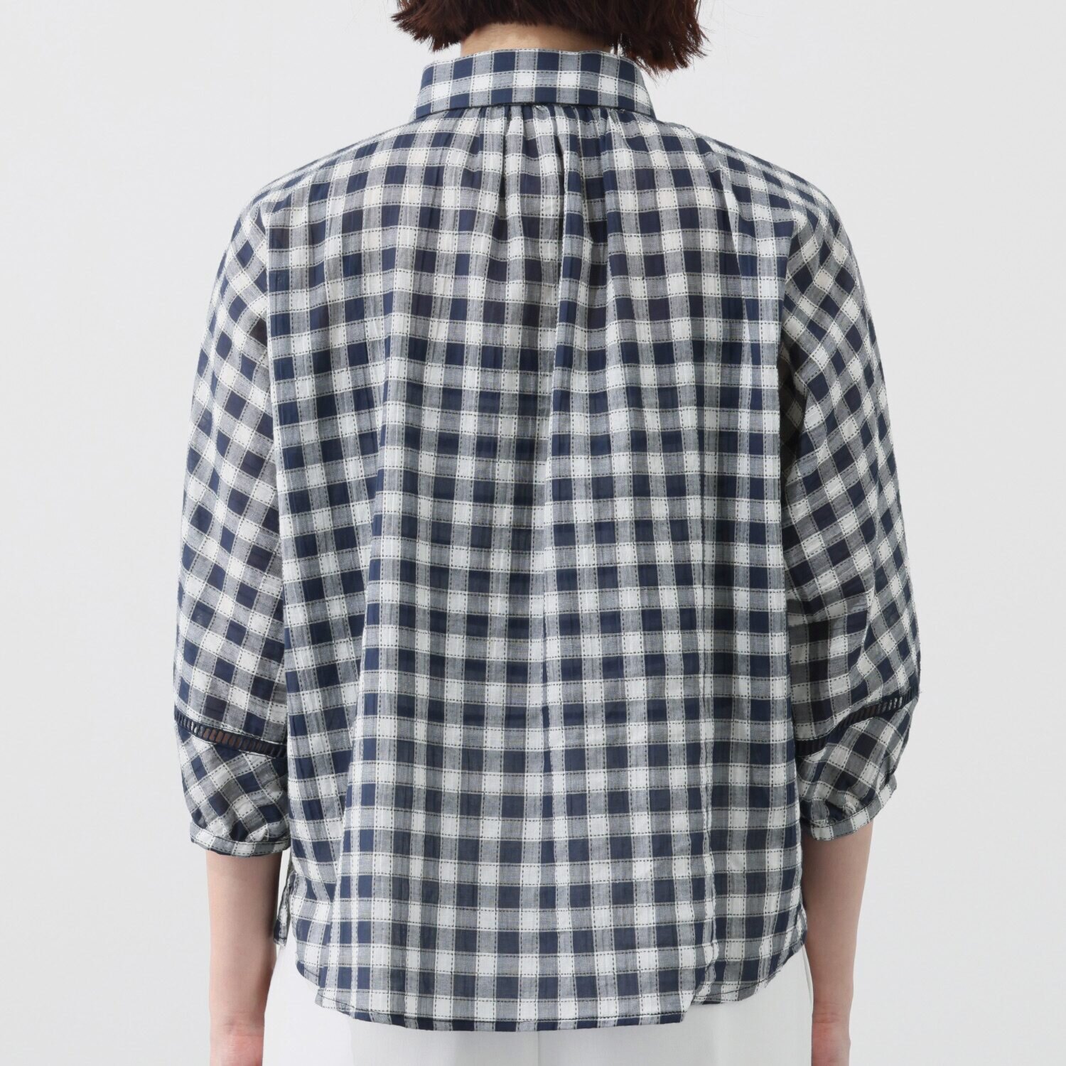 スタイル・ラヴィー シャーリング ギンガムチェックブラウス