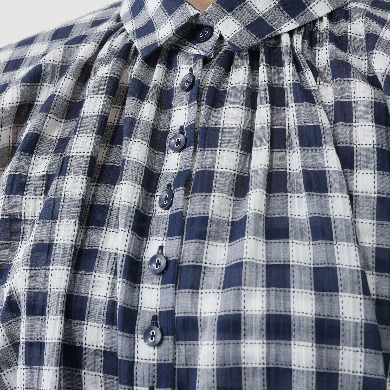 スタイル・ラヴィー シャーリング ギンガムチェックブラウス