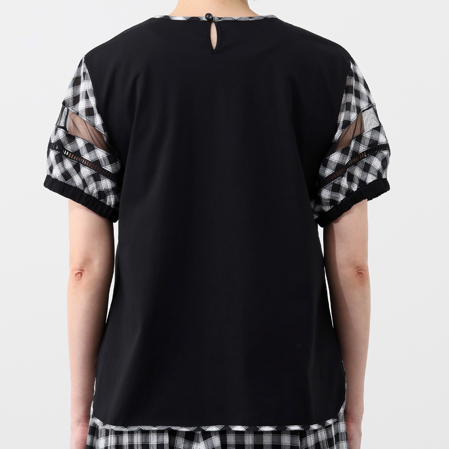 スタイル・ラヴィー 袖チェックアクセント カットソープルオーバー