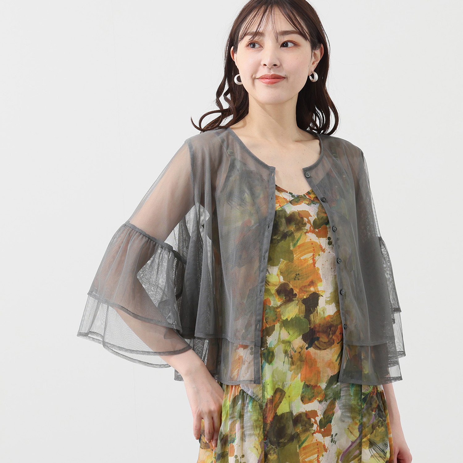 スタイル・ラヴィー フリルアクセント チュールブラウス