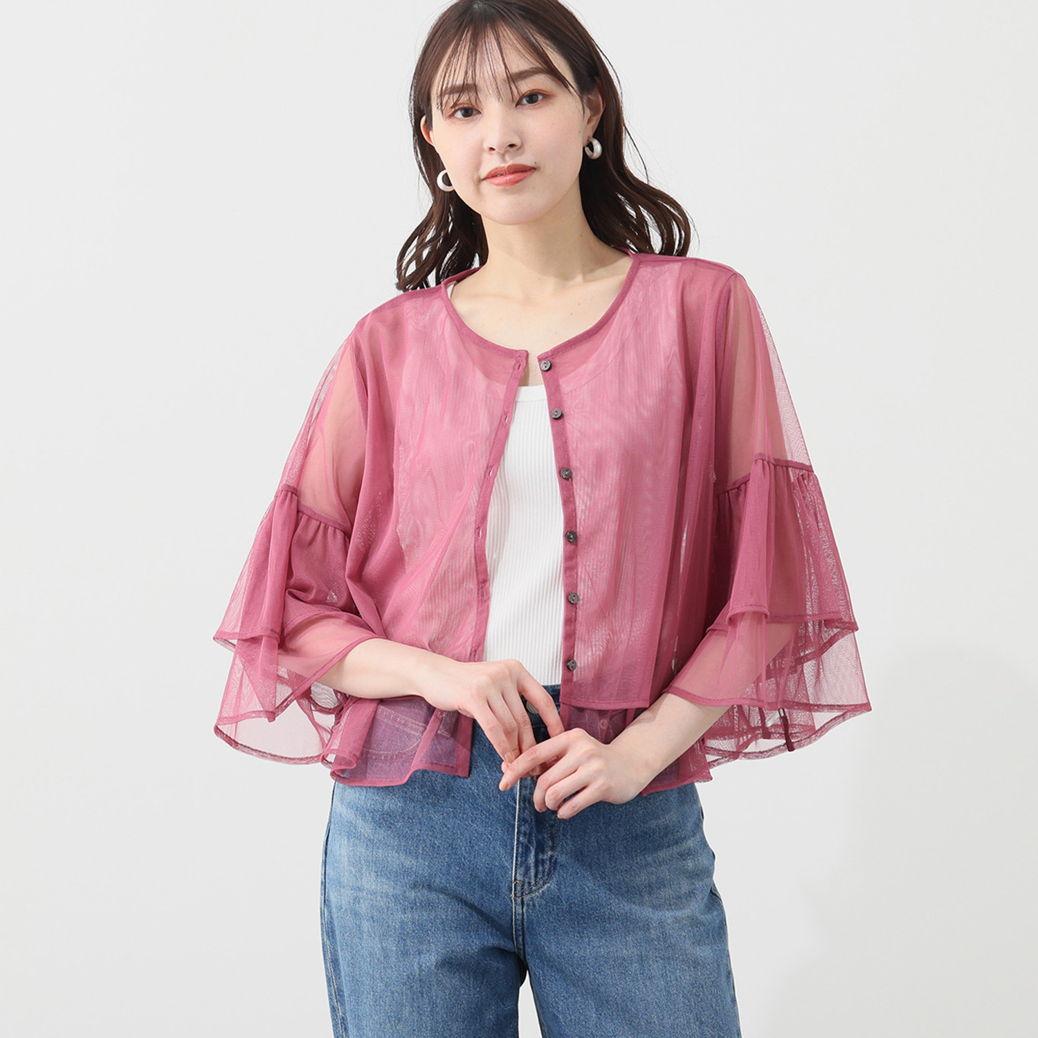 スタイル・ラヴィー フリルアクセント チュールブラウス