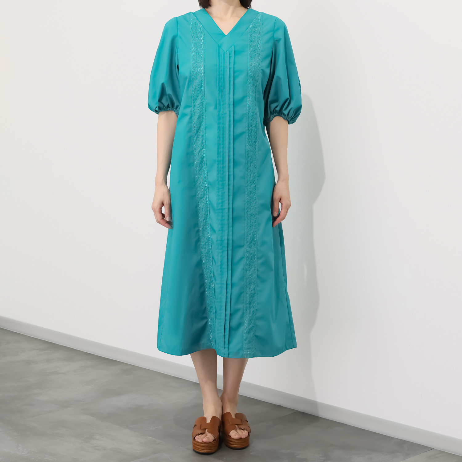 エムジェイアール　バイ マチコ　ジント　ロンドン レースアクセント ボリュームスリーブ ロングワンピース