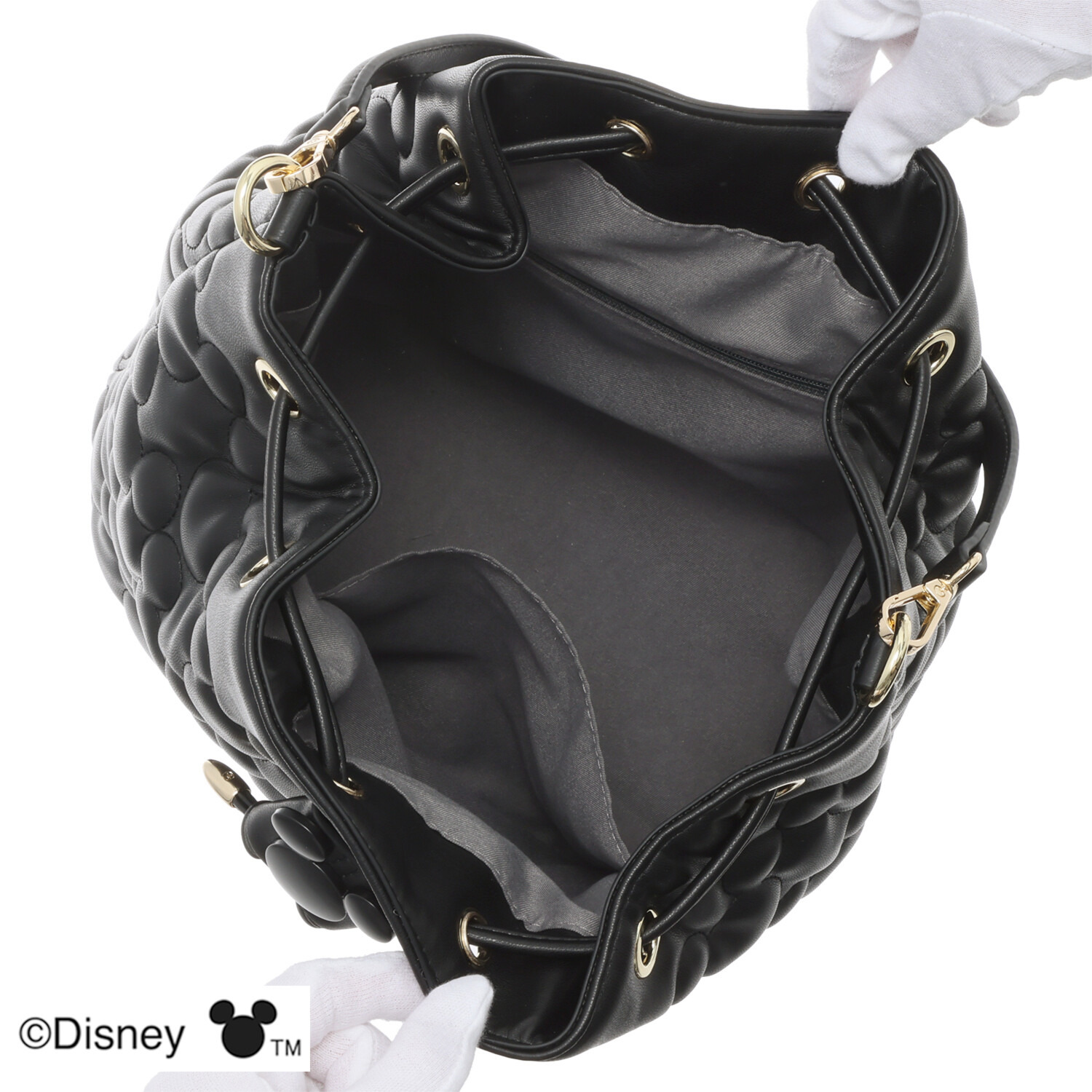 ベルモサ ミッキーマウス キルティング ２ＷＡＹ 巾着ショルダーバッグ