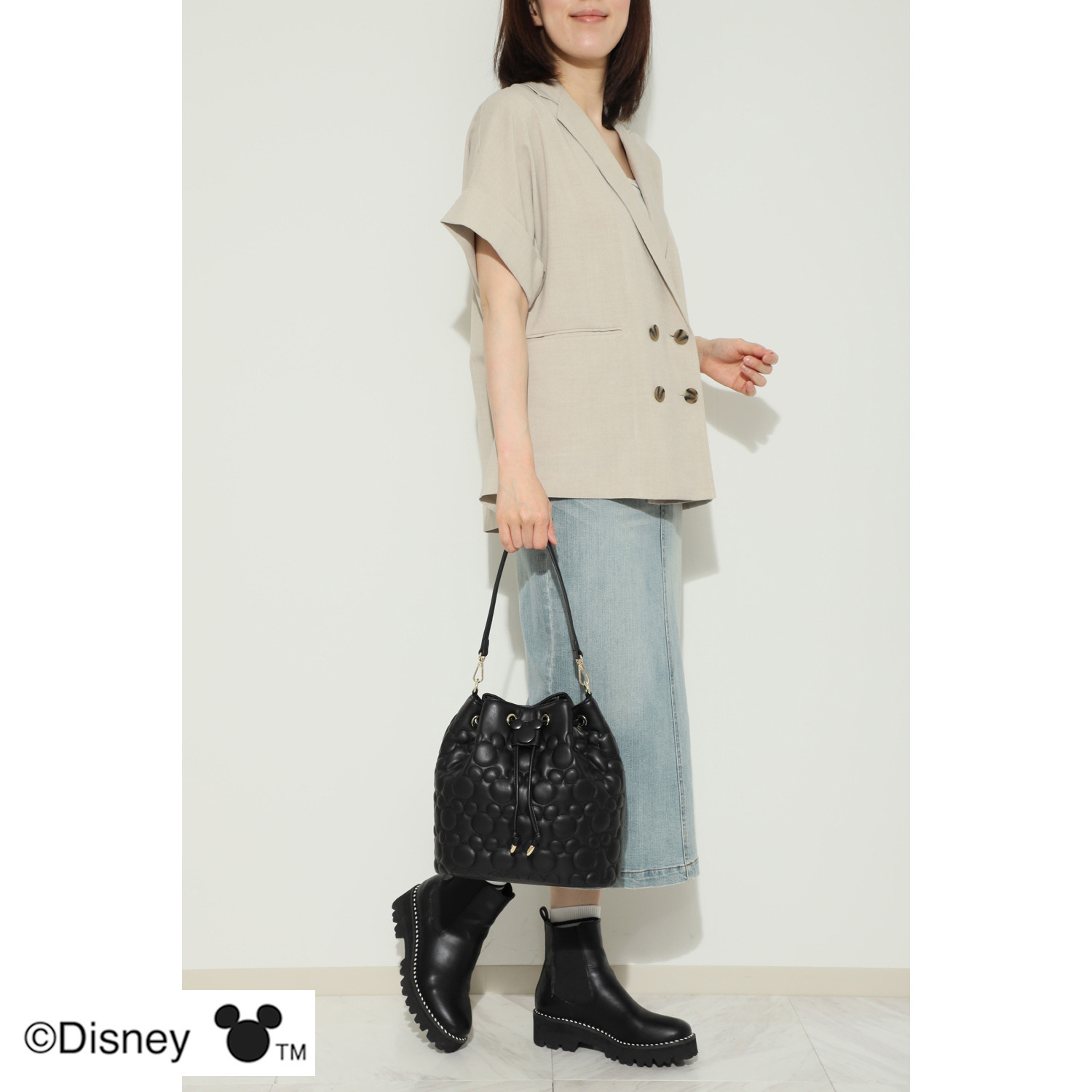 ベルモサ ミッキーマウス キルティング ２ＷＡＹ 巾着ショルダーバッグ