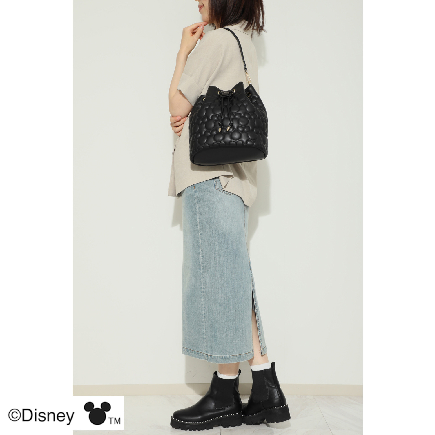 ベルモサ ミッキーマウス キルティング ２ＷＡＹ 巾着ショルダーバッグ