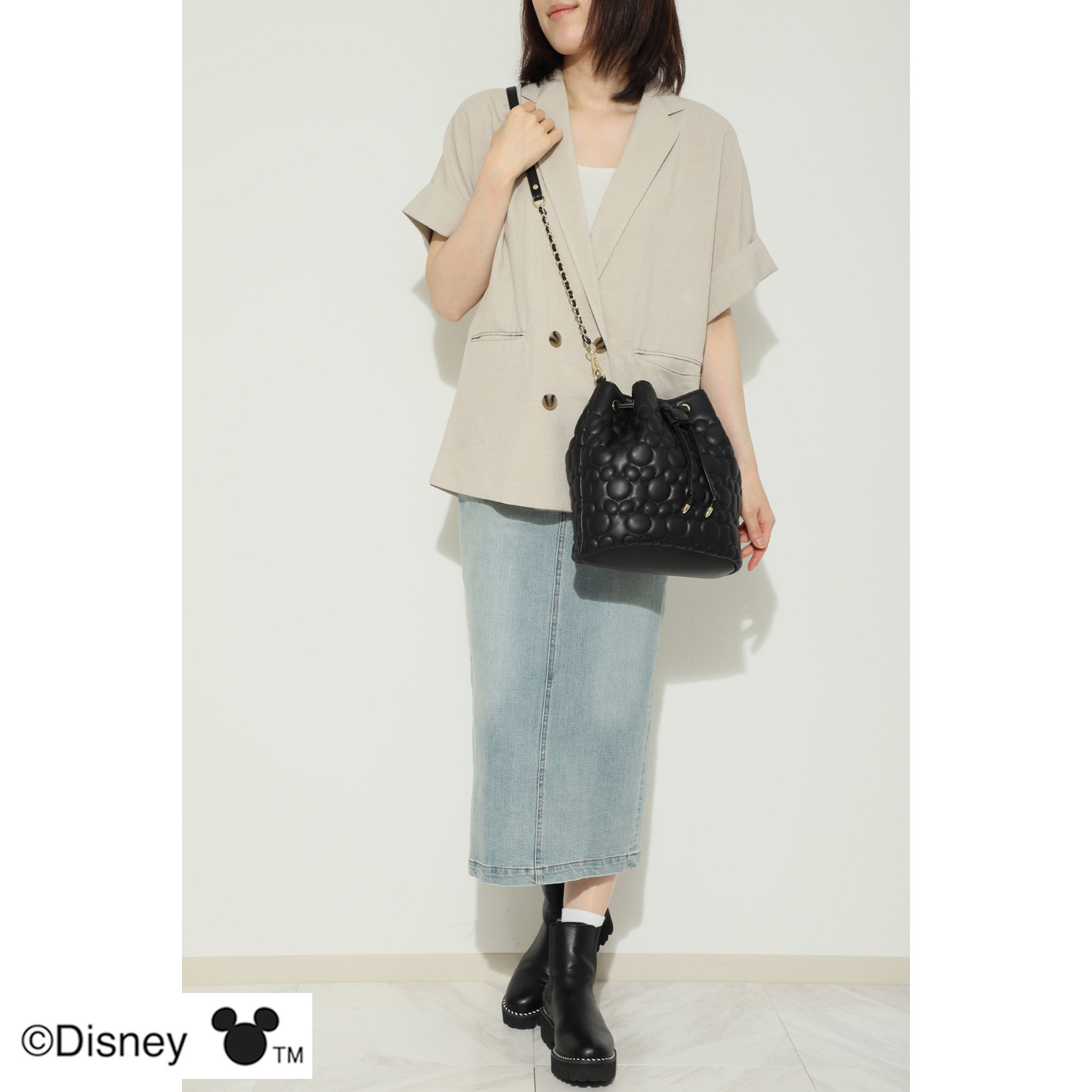 ベルモサ ミッキーマウス キルティング ２ＷＡＹ 巾着ショルダーバッグ