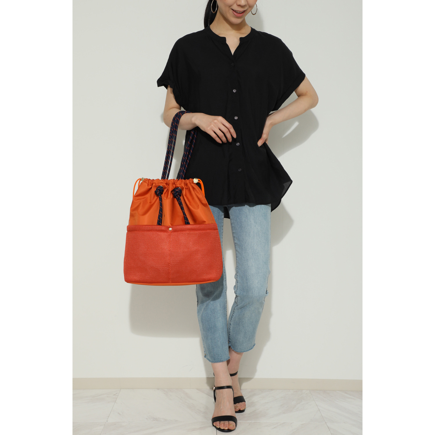 ベルモサ アースカラー 軽量 巾着トートバッグ