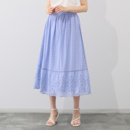 ルクオーレ 総アイレットレース スカラップデザイン フレアースカート