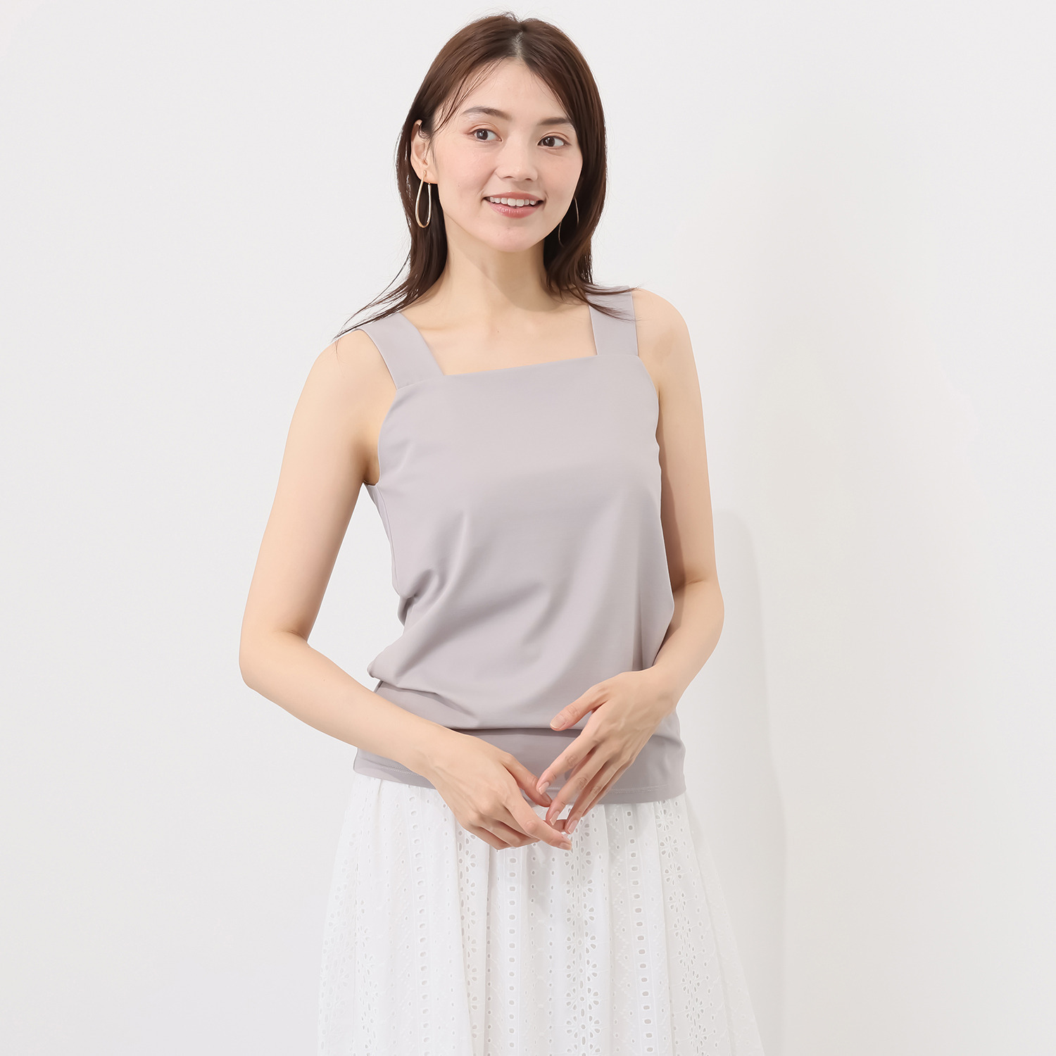 ルクオーレ 接触冷感 スクエアネック タンクトップ