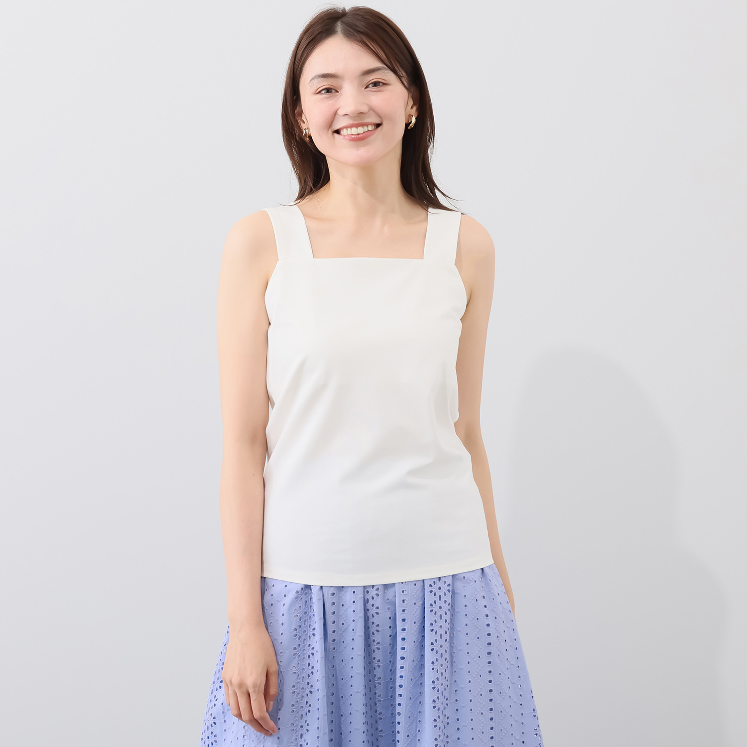 ルクオーレ 接触冷感 スクエアネック タンクトップ