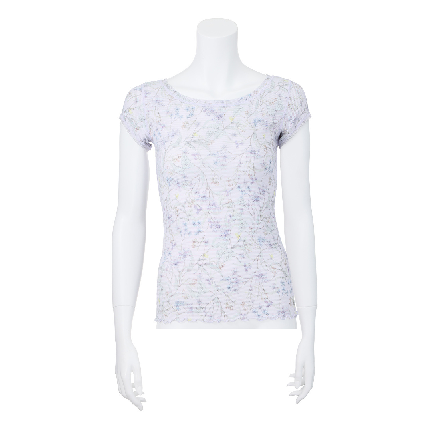 丸福ガーゼ ムレにくくて快適！速乾 綿モダール混 ボタニカルプリント フレンチスリーブインナー