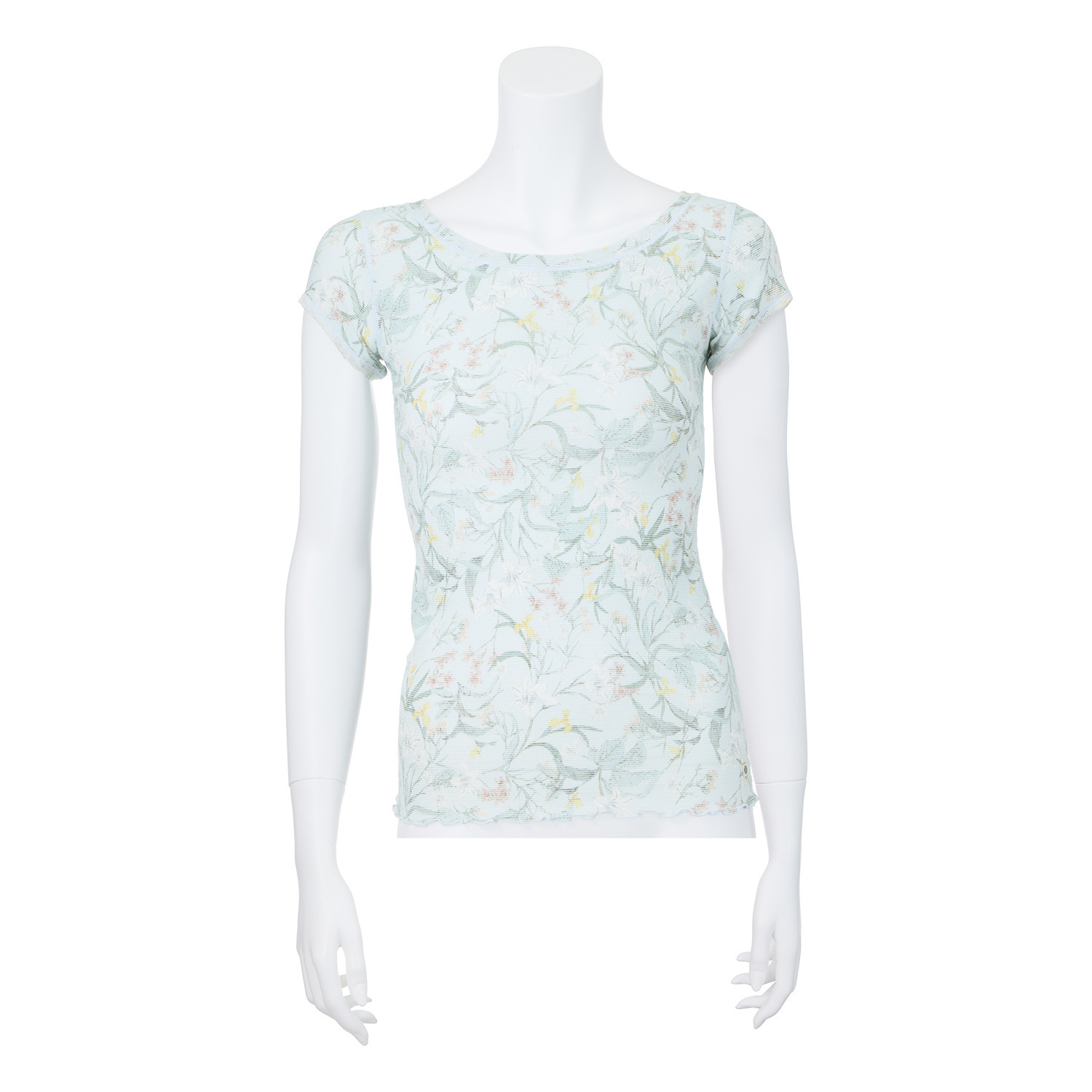 丸福ガーゼ ムレにくくて快適！速乾 綿モダール混 ボタニカルプリント フレンチスリーブインナー