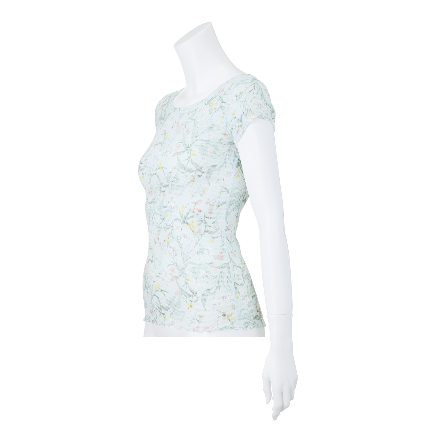 丸福ガーゼ ムレにくくて快適！速乾 綿モダール混 ボタニカルプリント フレンチスリーブインナー