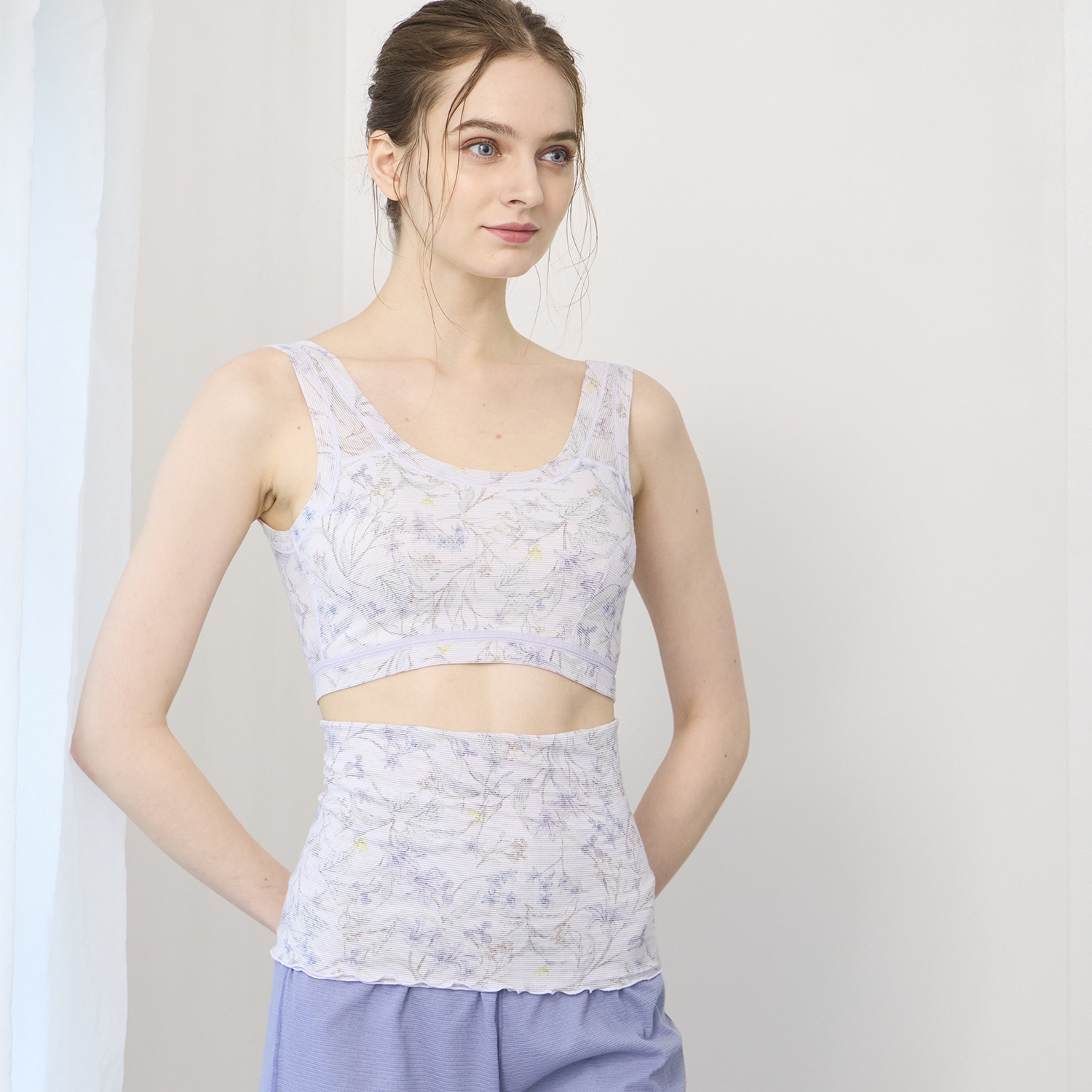 丸福ガーゼ ムレにくくて快適！速乾 綿モダール混 ボタニカルプリント マルチウォーマー ２枚セット