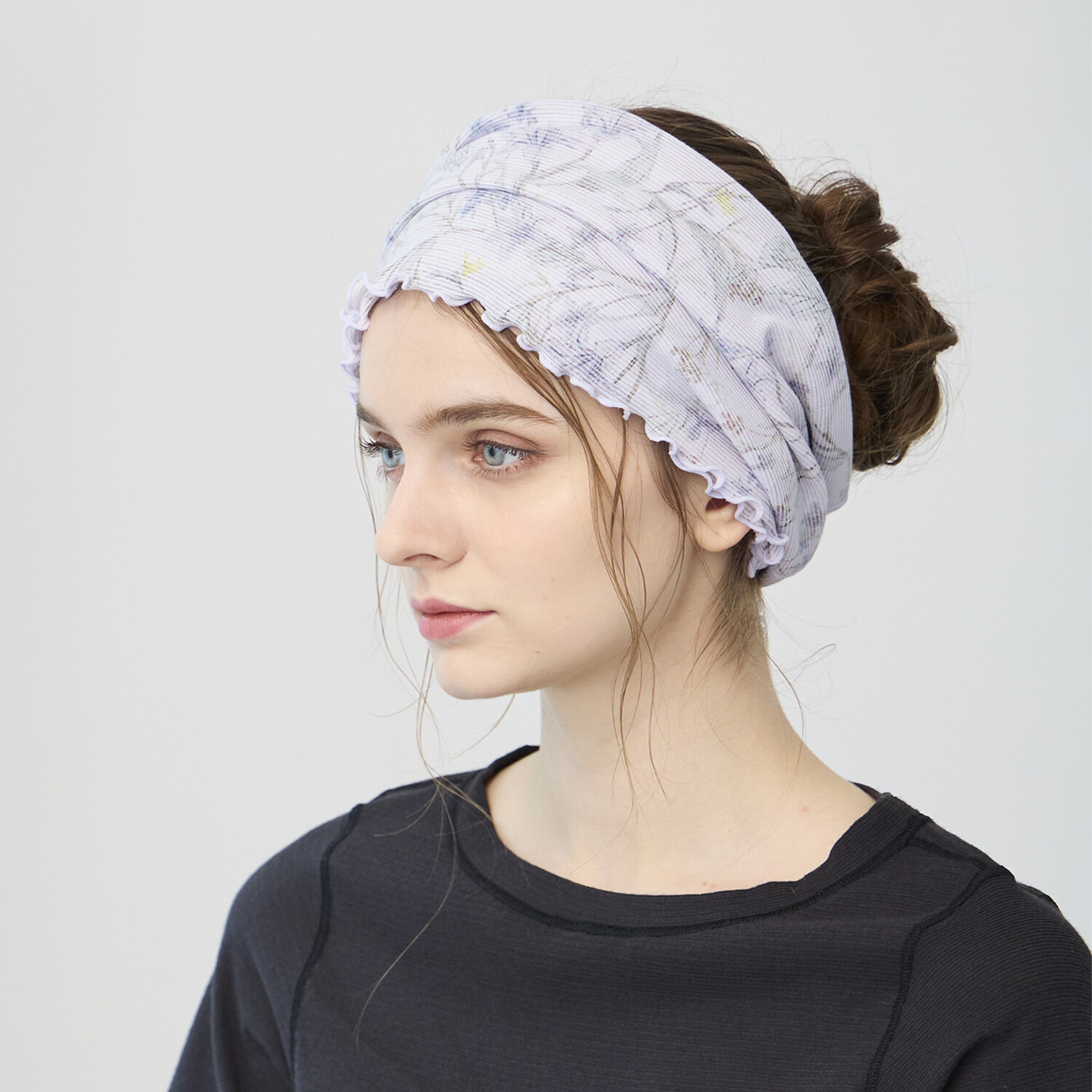 丸福ガーゼ ムレにくくて快適！速乾 綿モダール混 ボタニカルプリント マルチウォーマー ２枚セット