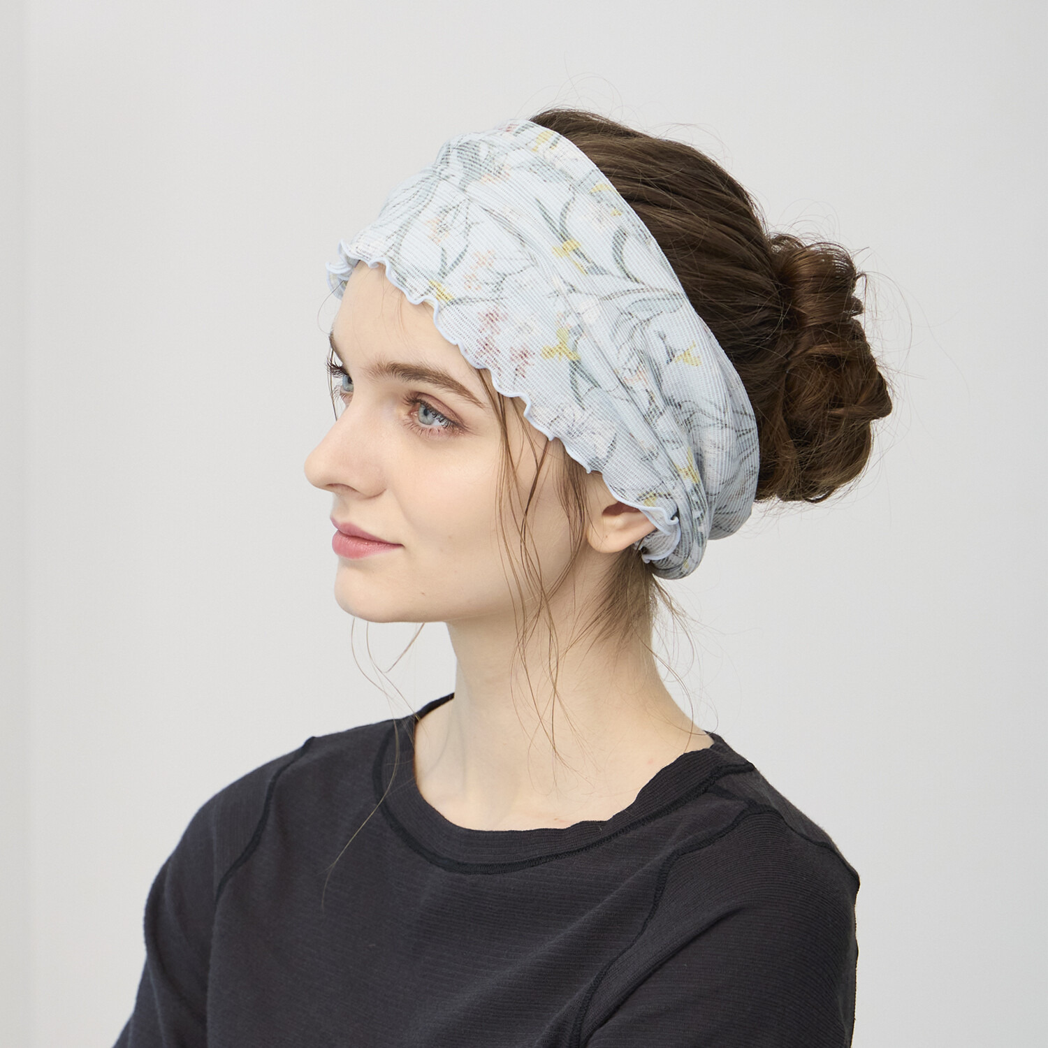 丸福ガーゼ ムレにくくて快適！速乾 綿モダール混 ボタニカルプリント マルチウォーマー ２枚セット