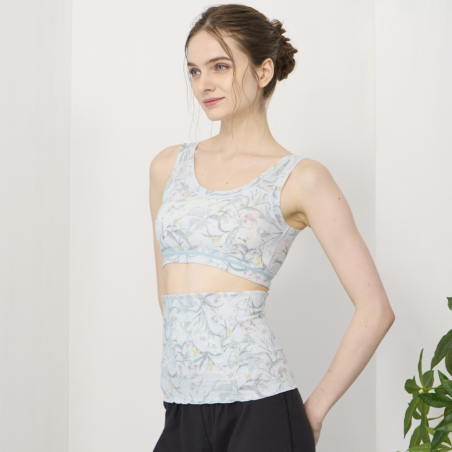 丸福ガーゼ ムレにくくて快適！速乾 綿モダール混 ボタニカルプリント マルチウォーマー ２枚セット