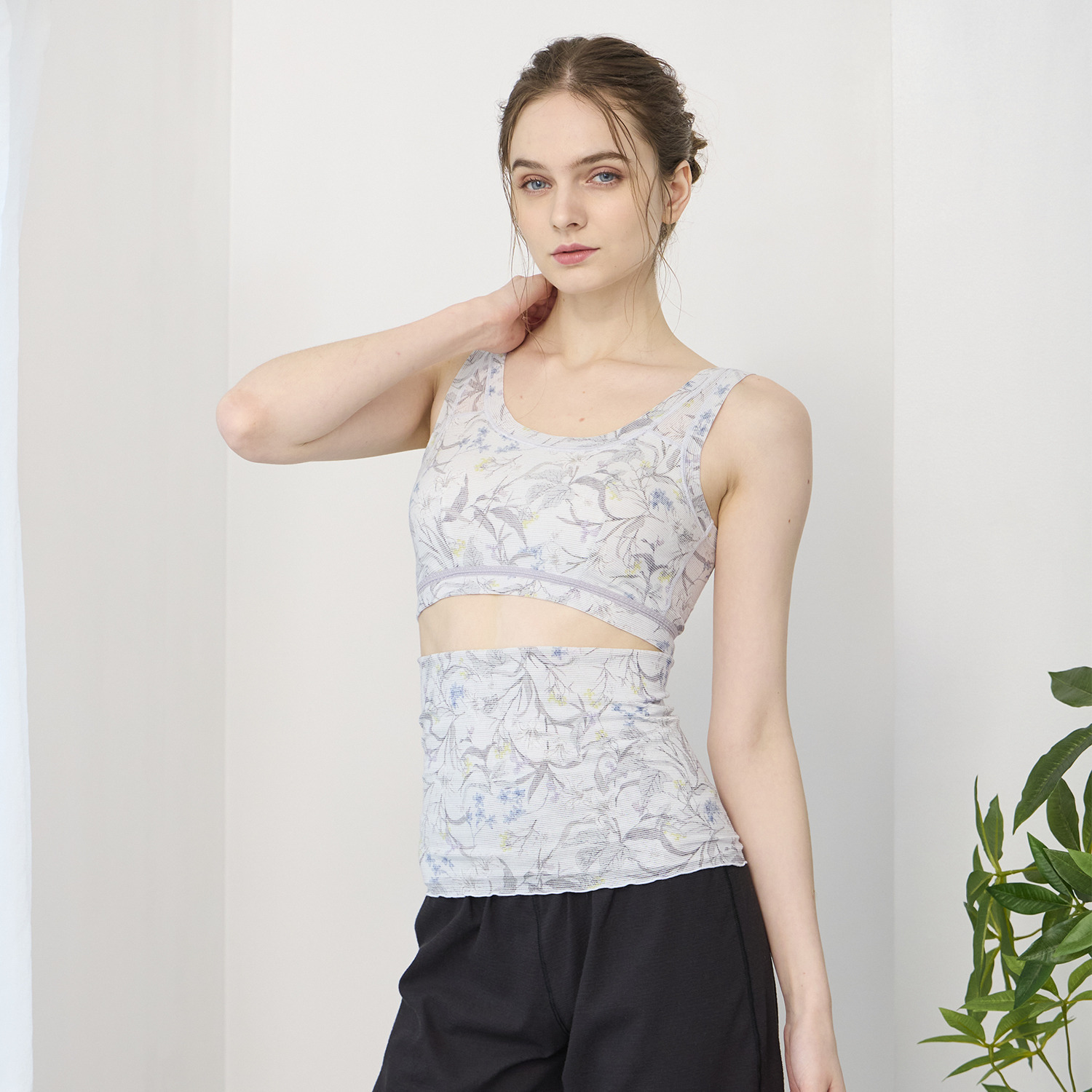 丸福ガーゼ ムレにくくて快適！速乾 綿モダール混 ボタニカルプリント マルチウォーマー ２枚セット