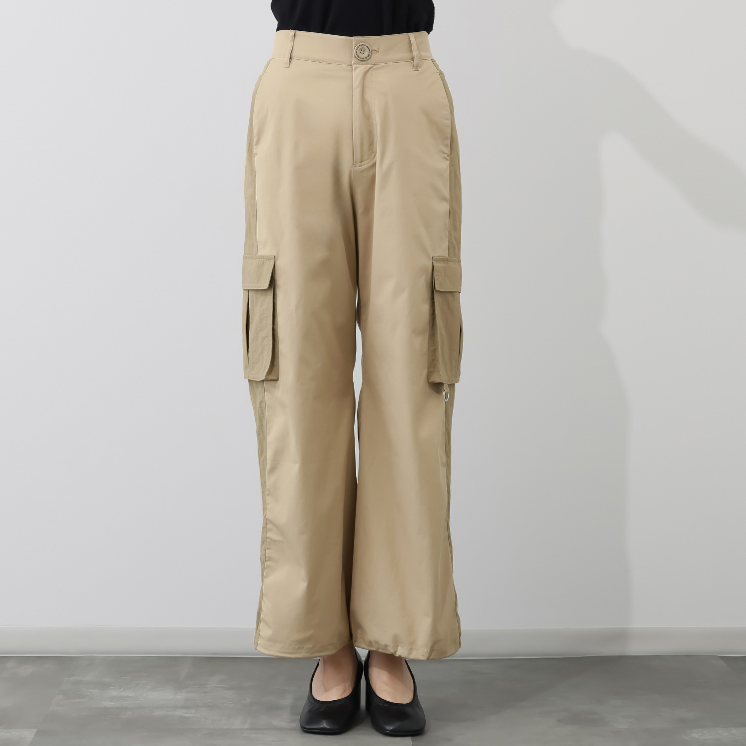 ヘブンアンドアース 異素材切替 ワイドカーゴパンツ