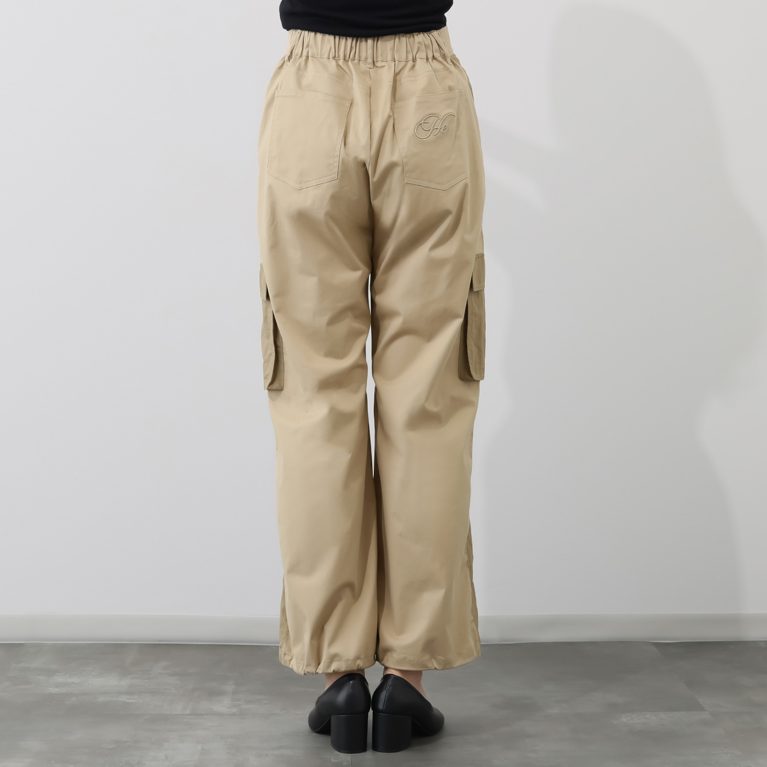 ヘブンアンドアース 異素材切替 ワイドカーゴパンツ