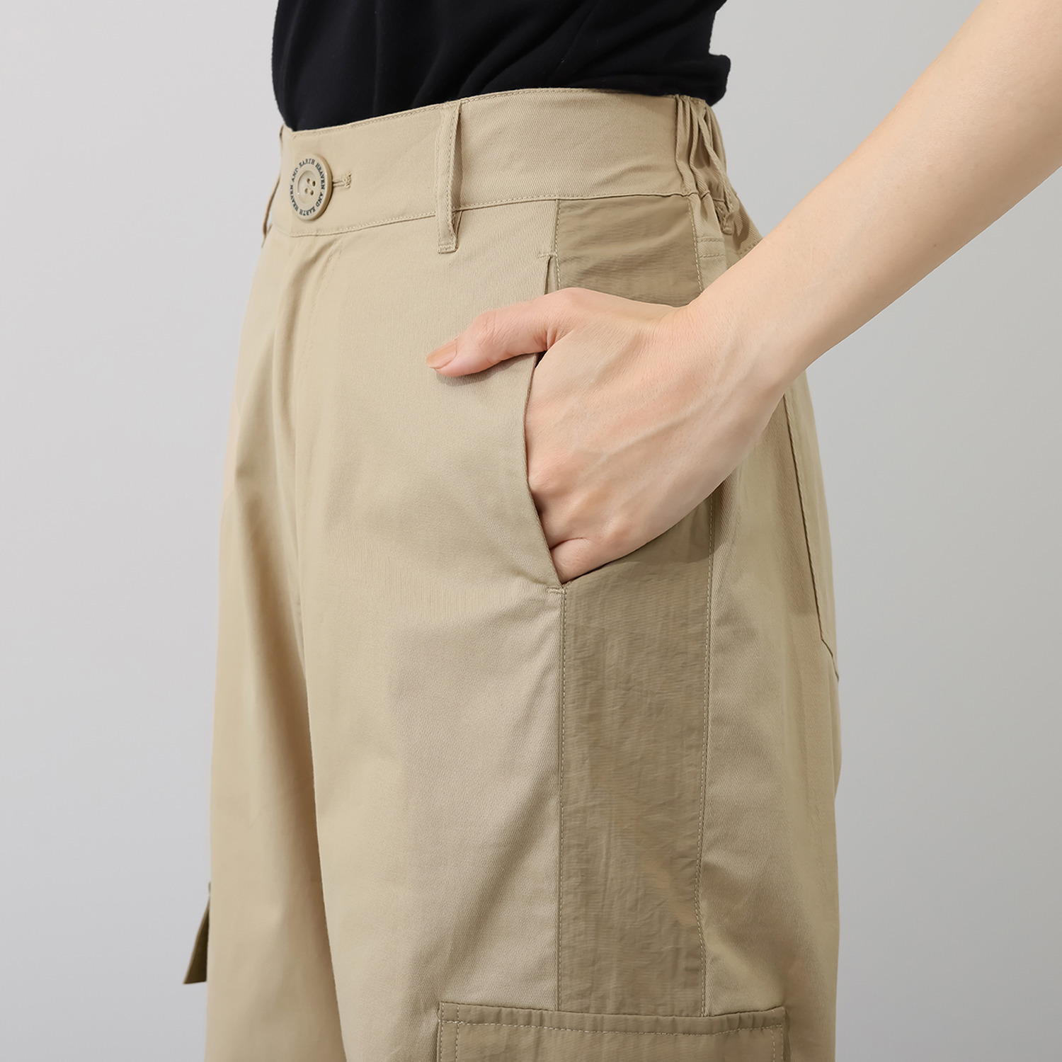 ヘブンアンドアース 異素材切替 ワイドカーゴパンツ