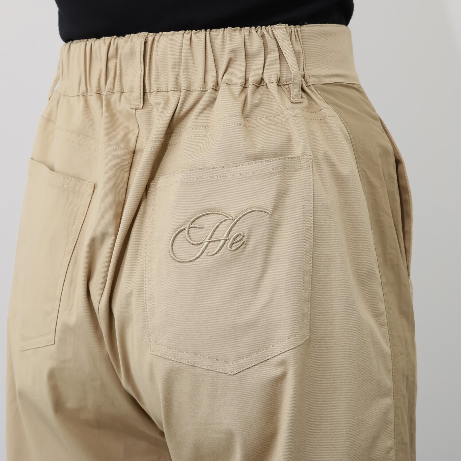 ヘブンアンドアース 異素材切替 ワイドカーゴパンツ