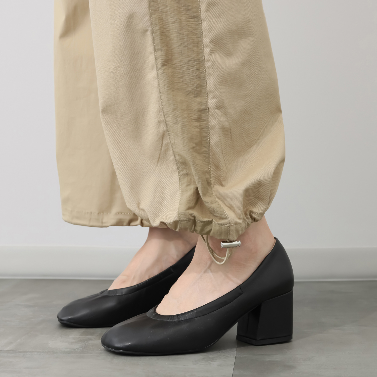 ヘブンアンドアース 異素材切替 ワイドカーゴパンツ