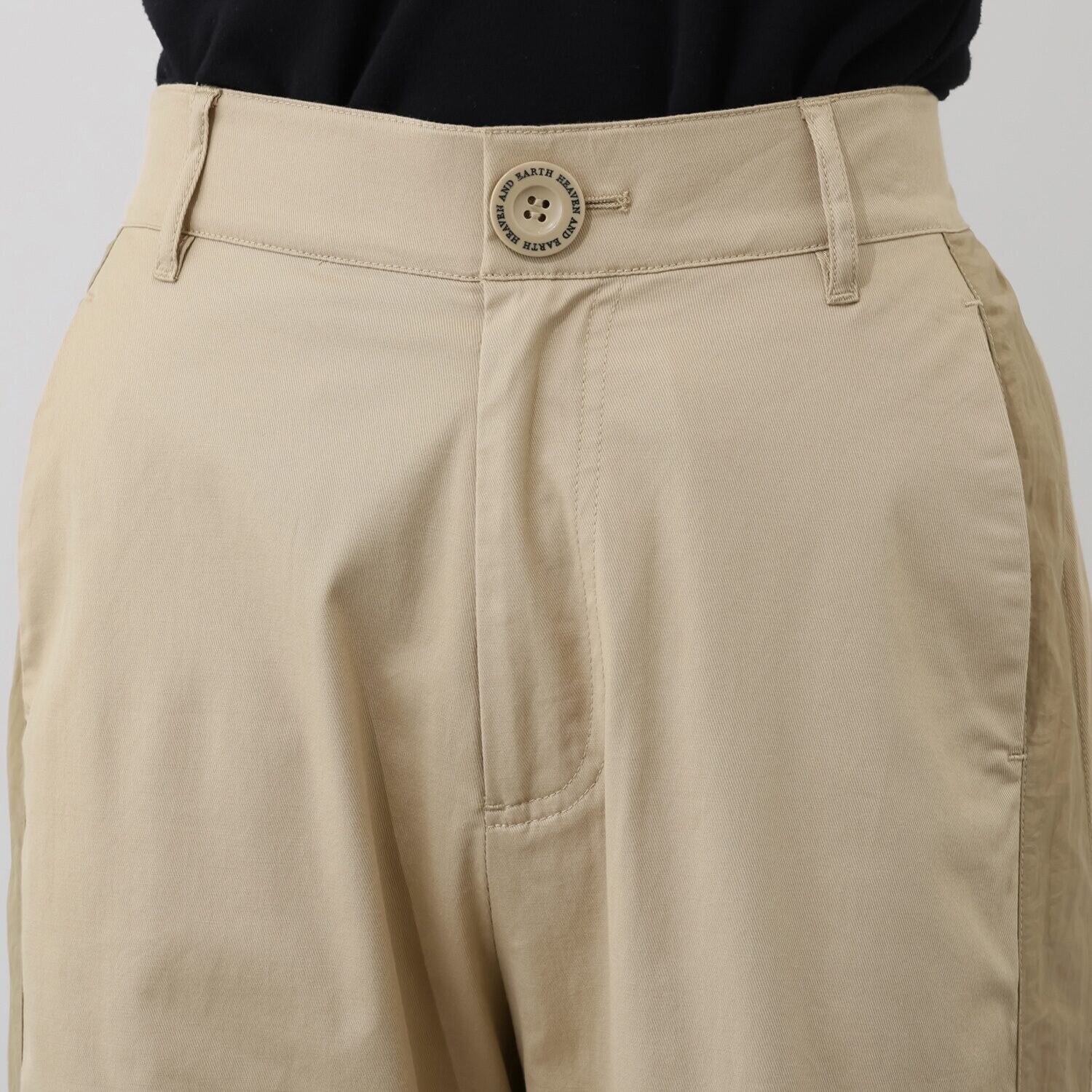 ヘブンアンドアース 異素材切替 ワイドカーゴパンツ