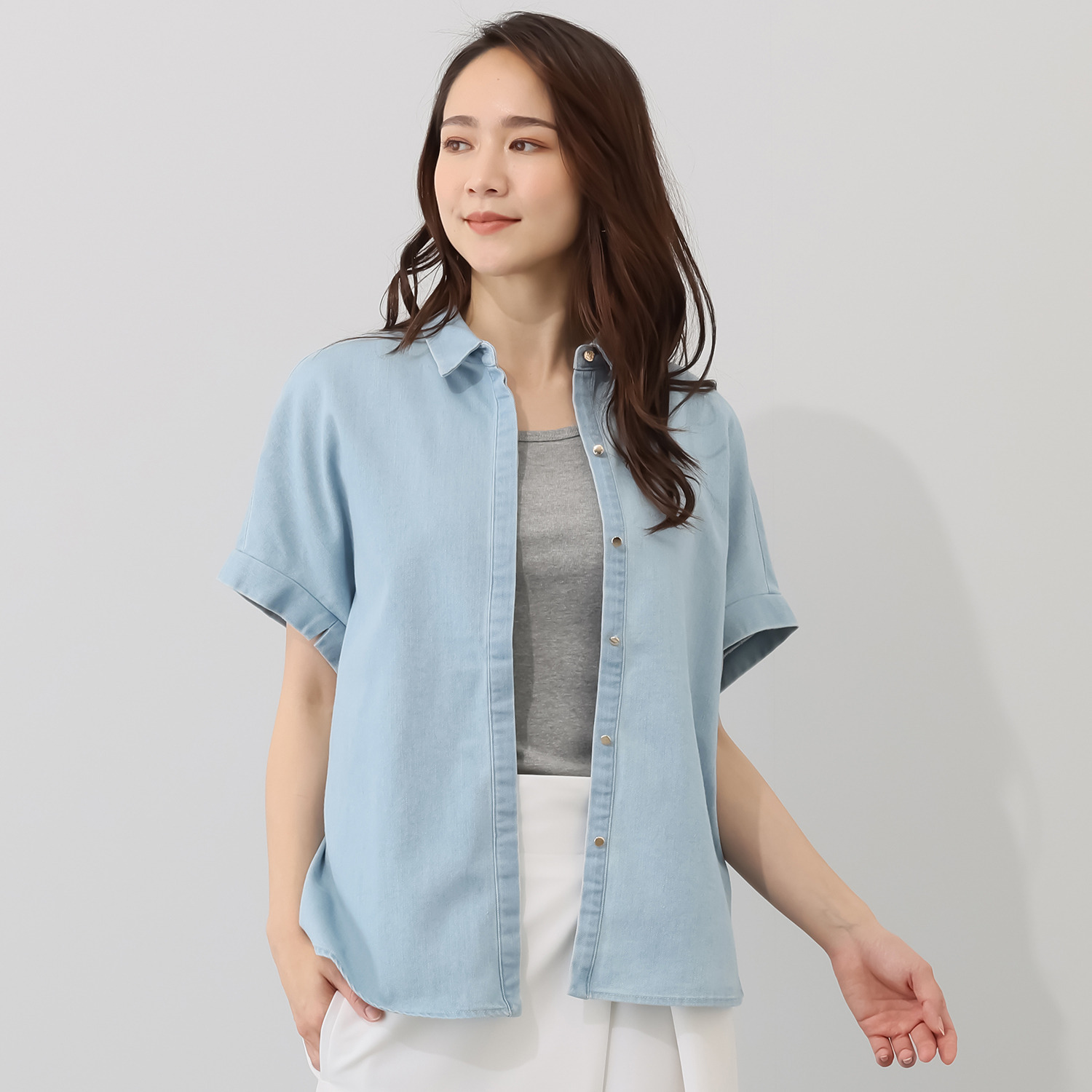 シック　バイ　ネイチャー ストレッチデニムシャツ