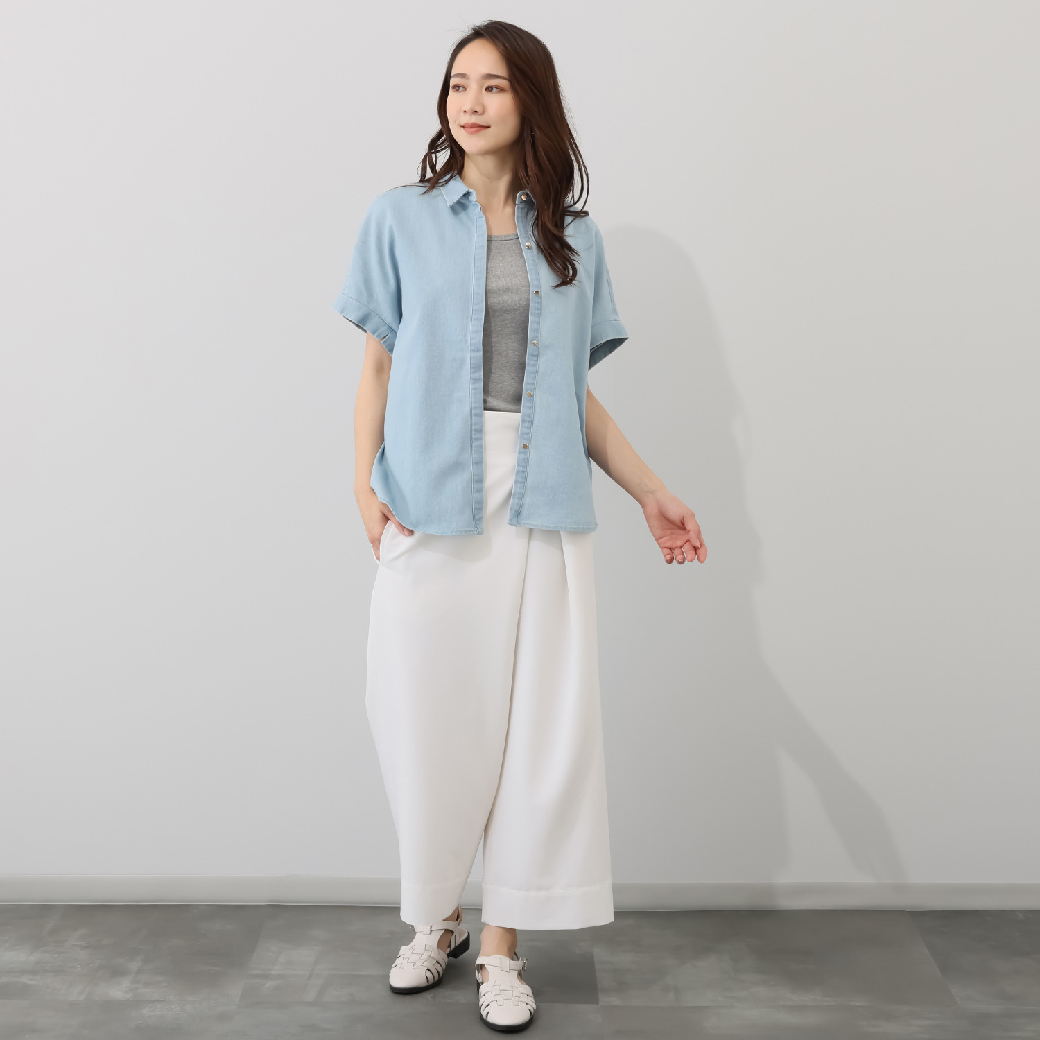 シック　バイ　ネイチャー ストレッチデニムシャツ