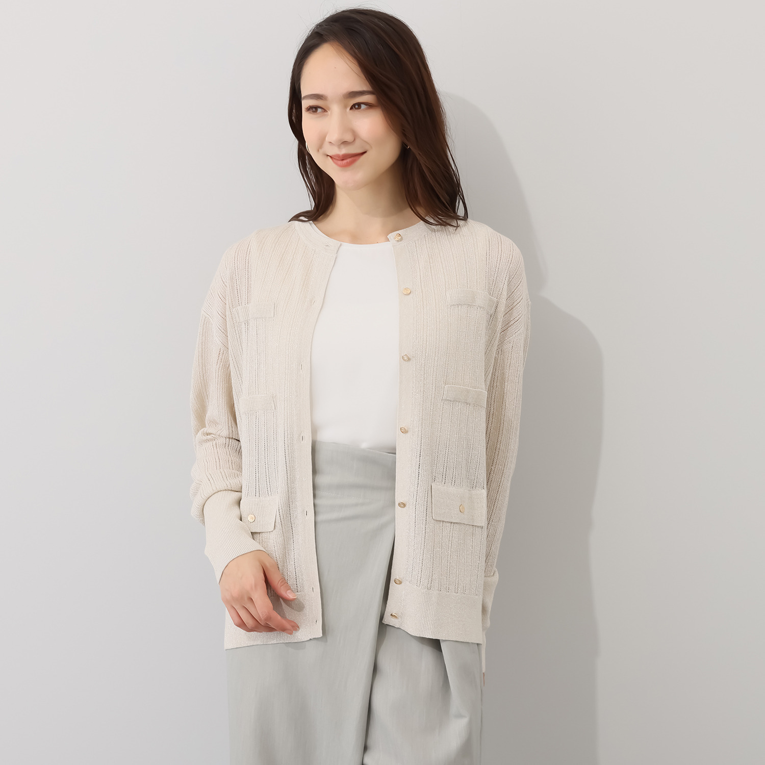 シック　バイ　ネイチャー レーシーラメニット カーディガン