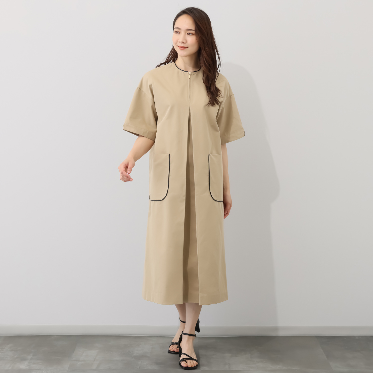 シック　バイ　ネイチャー フェイクレザートリミング ワンピース