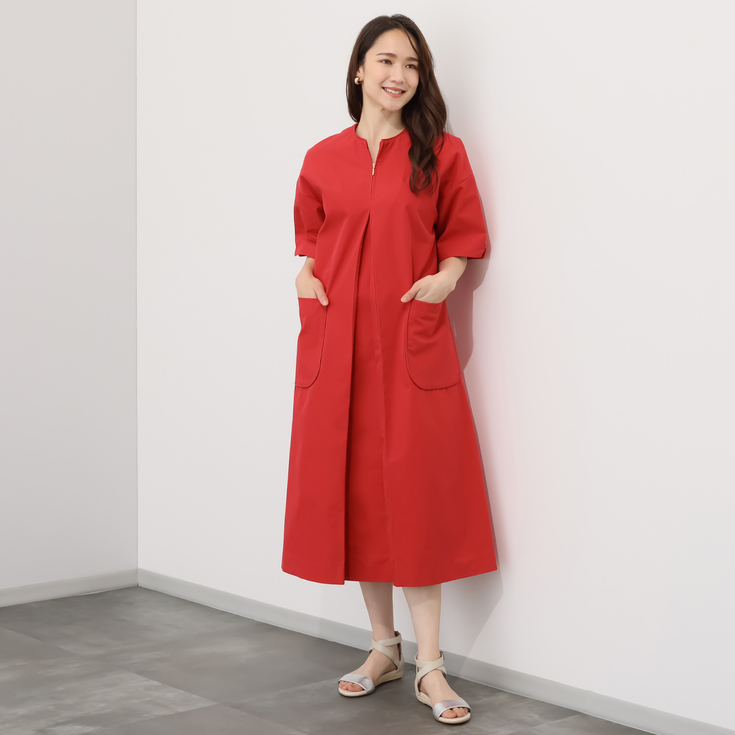 シック　バイ　ネイチャー フェイクレザートリミング ワンピース