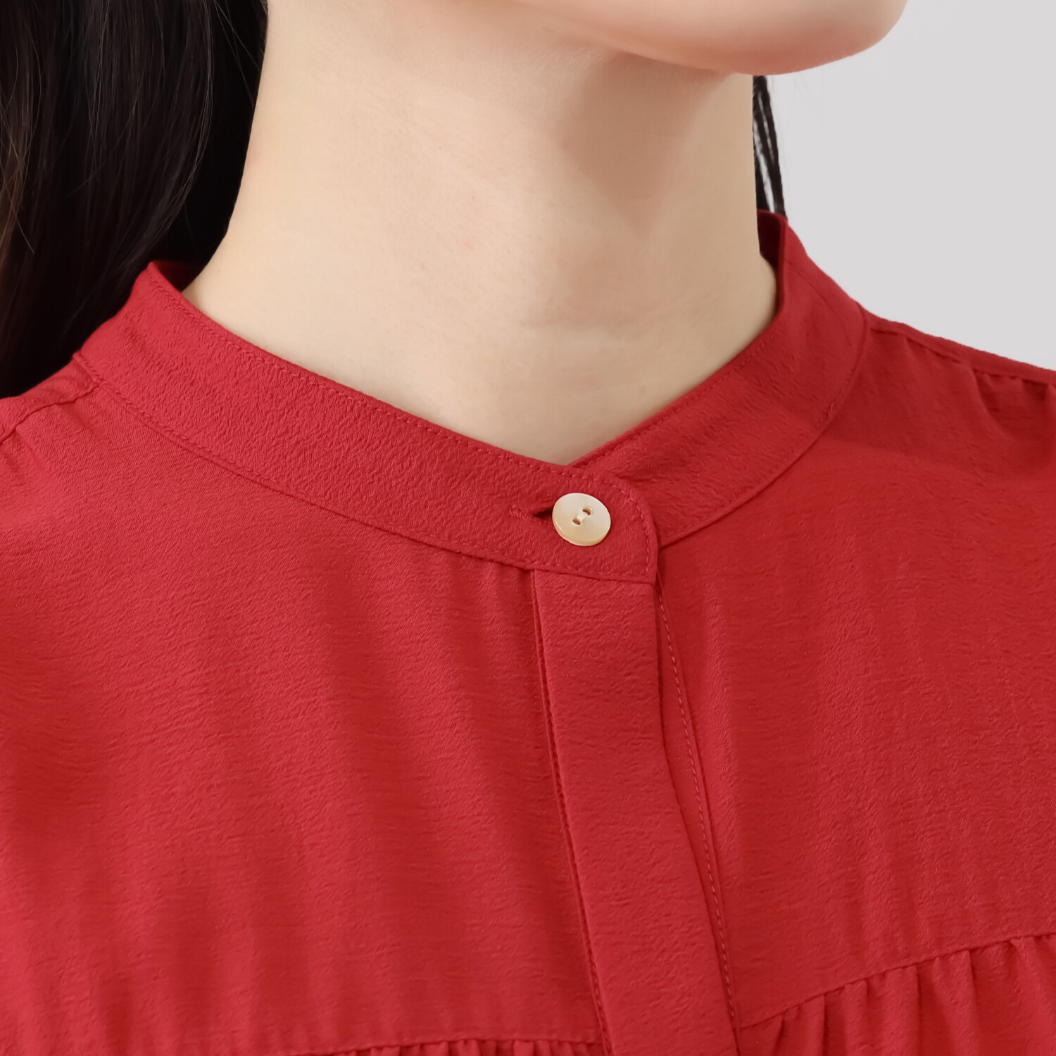 キリ　エ　キリ 縮絨風ジョーゼット キャップスリーブ チュニックブラウス