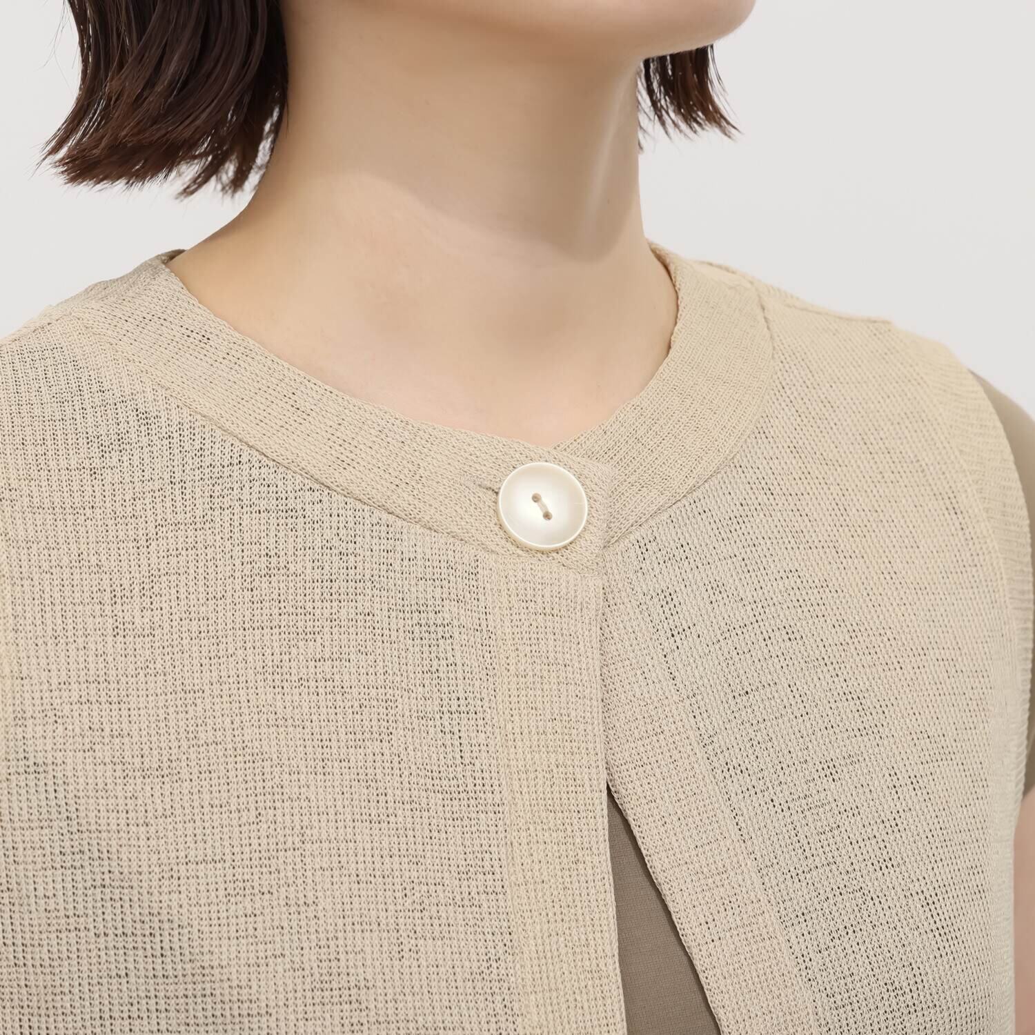 シルバーミントシュガー ざっくりニット調 リラックスロングジレと 大人のカットソー ロングチュニックのセット