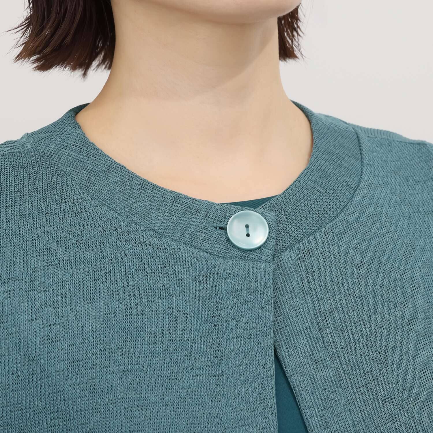 シルバーミントシュガー ざっくりニット調 リラックスロングジレと 大人のカットソー ロングチュニックのセット